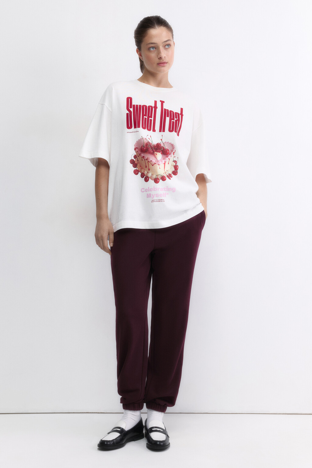 Футболка oversize с принтом и надписями - цвет белый - 5