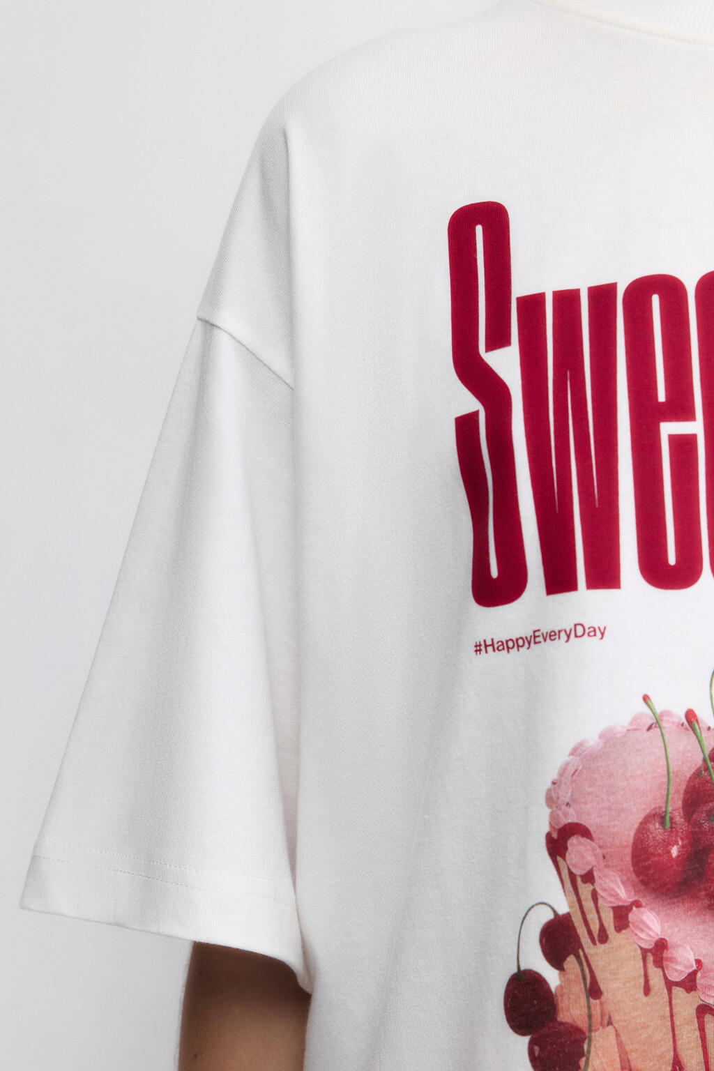 Футболка oversize с принтом и надписями - цвет белый - 7