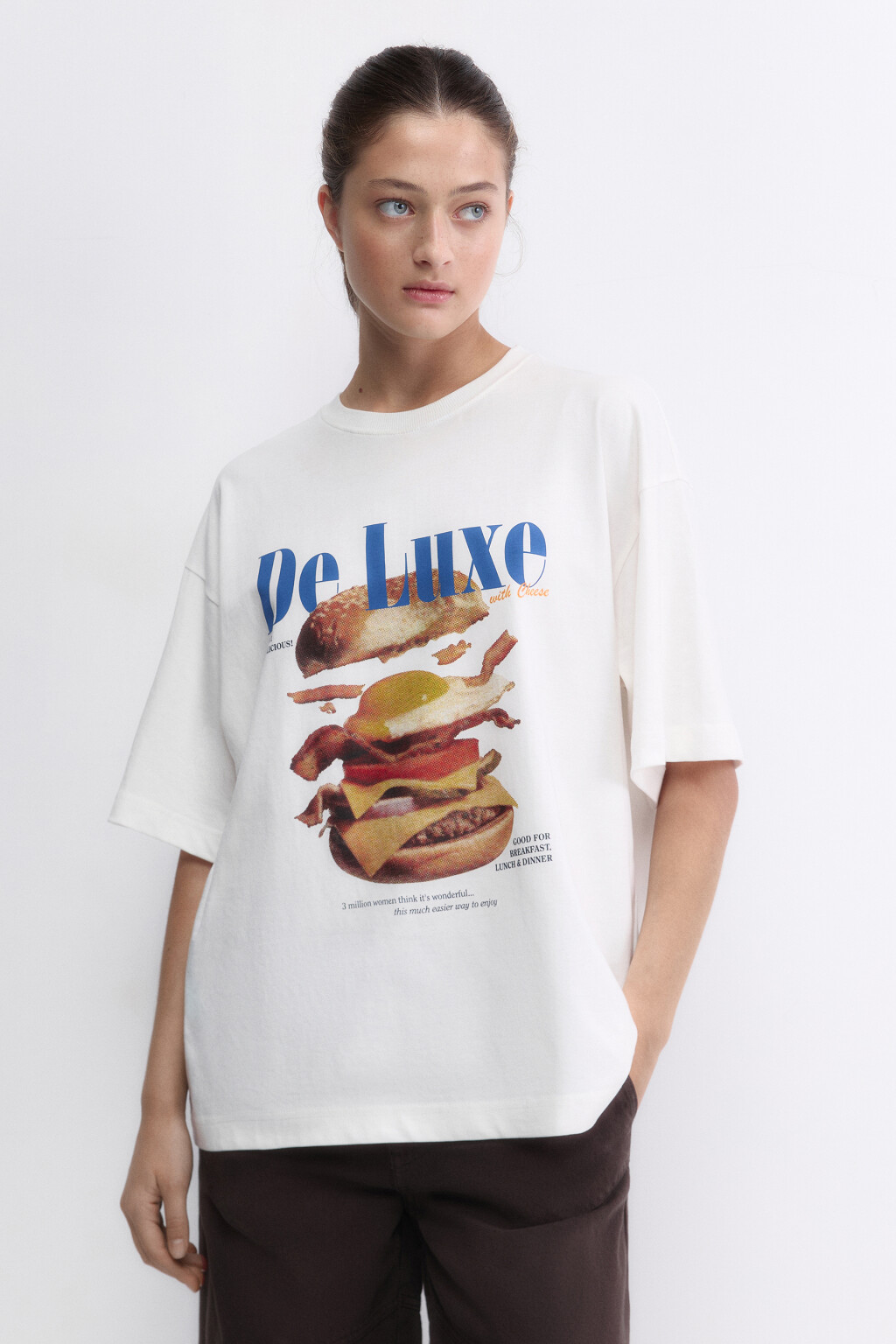 Футболка oversize с принтом и надписями - цвет черный - 2