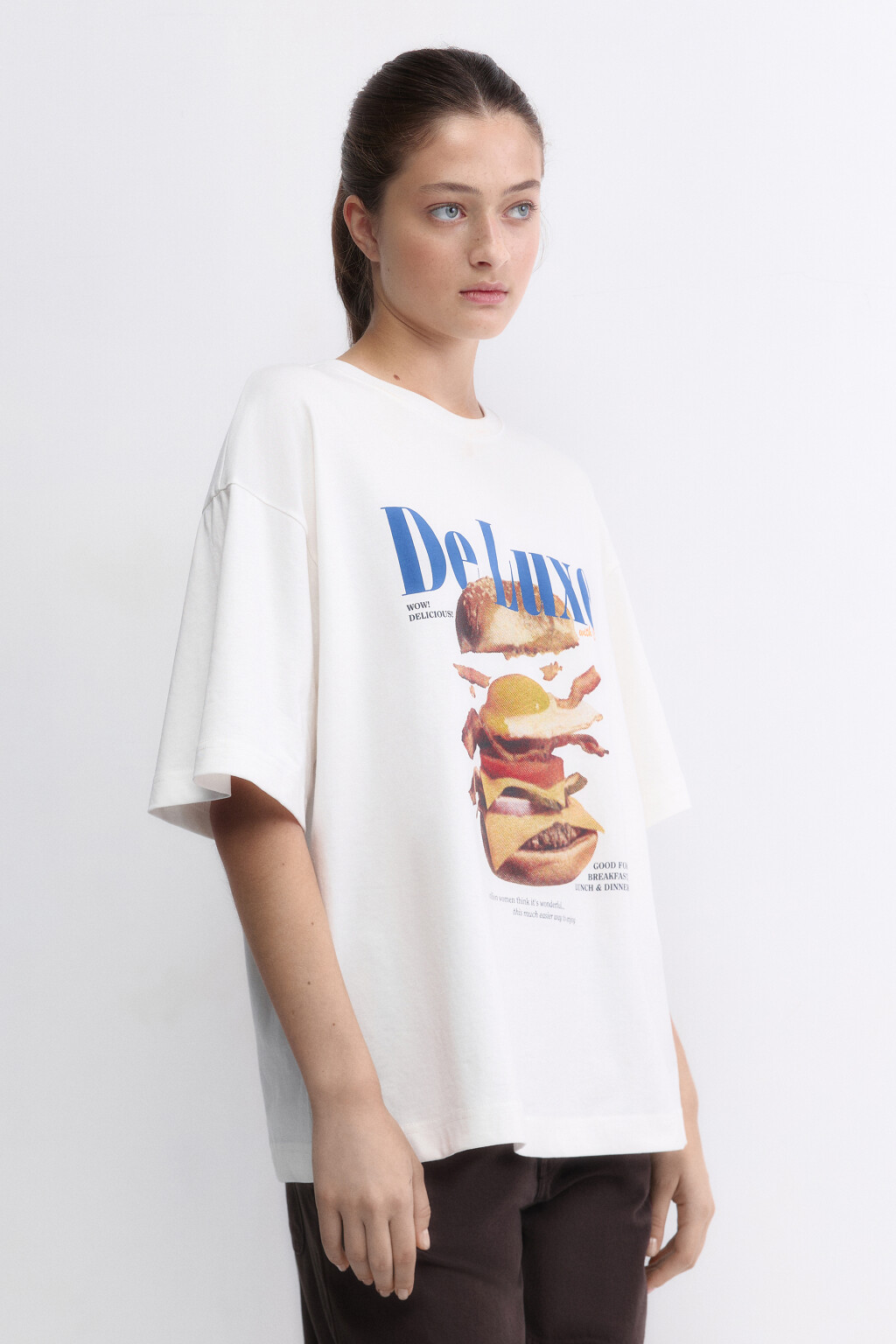 Футболка oversize с принтом и надписями - цвет черный - 3