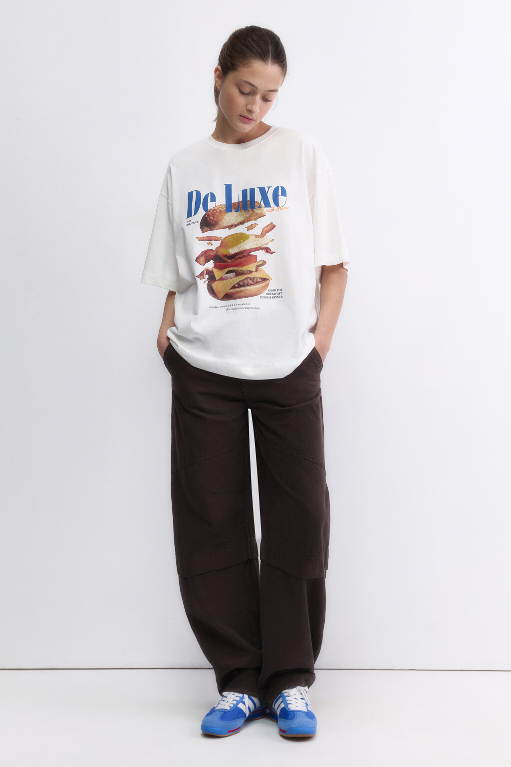 Футболка oversize с принтом и надписями - цвет черный - 5