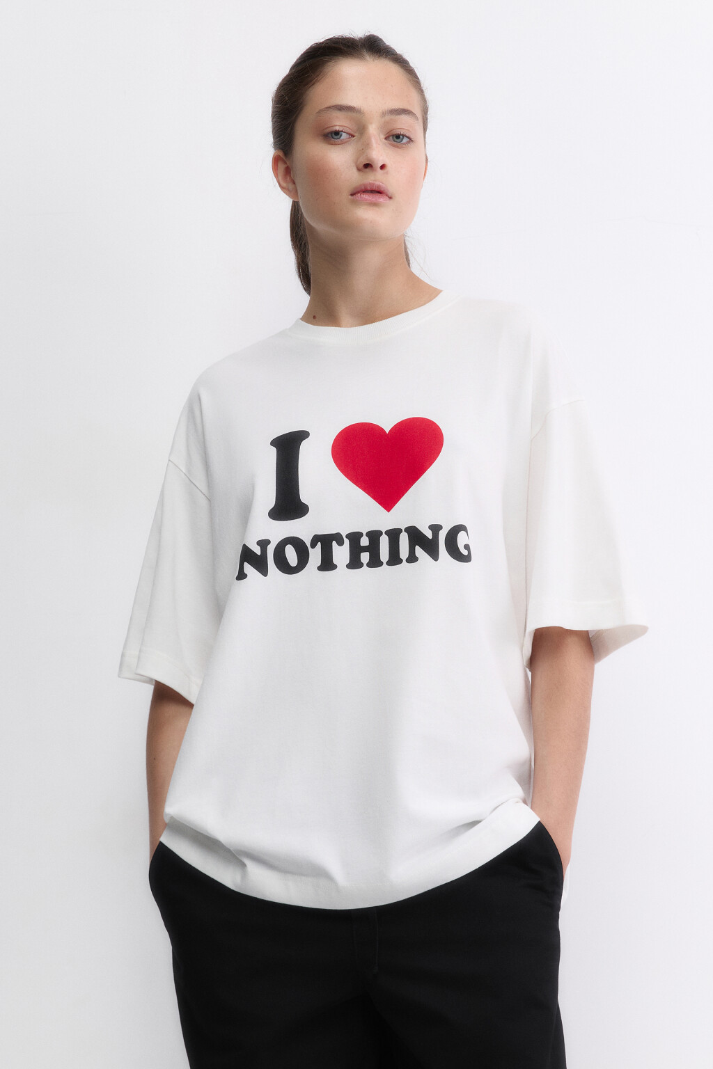 Футболка oversize с принтом и надписями - цвет красный - 2