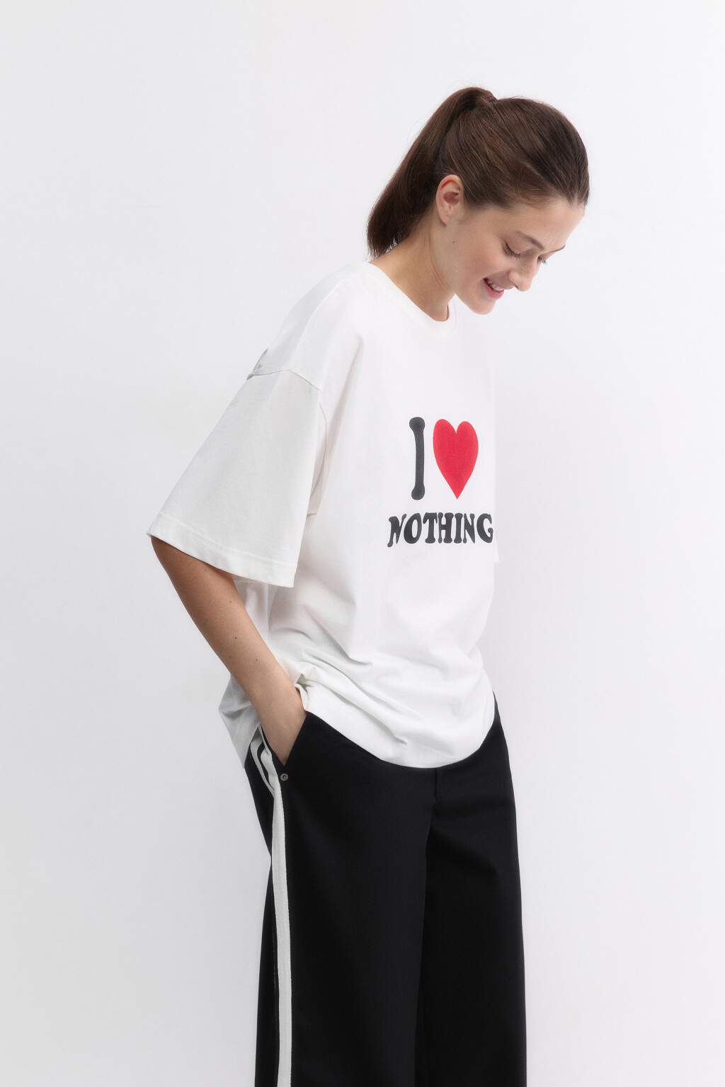 Футболка oversize с принтом и надписями - цвет красный - 3