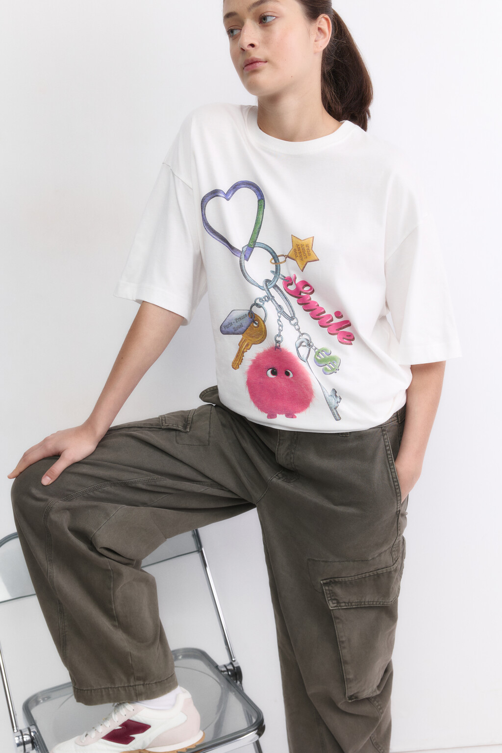 Футболка oversize с принтом и надписями - цвет мультиколор - 1