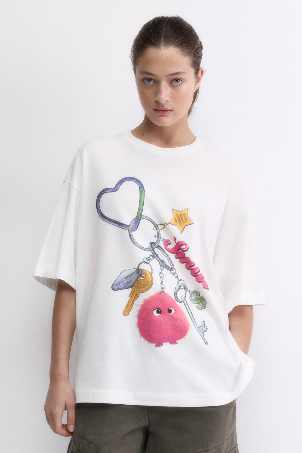 Футболка oversize с принтом и надписями - цвет мультиколор - 2