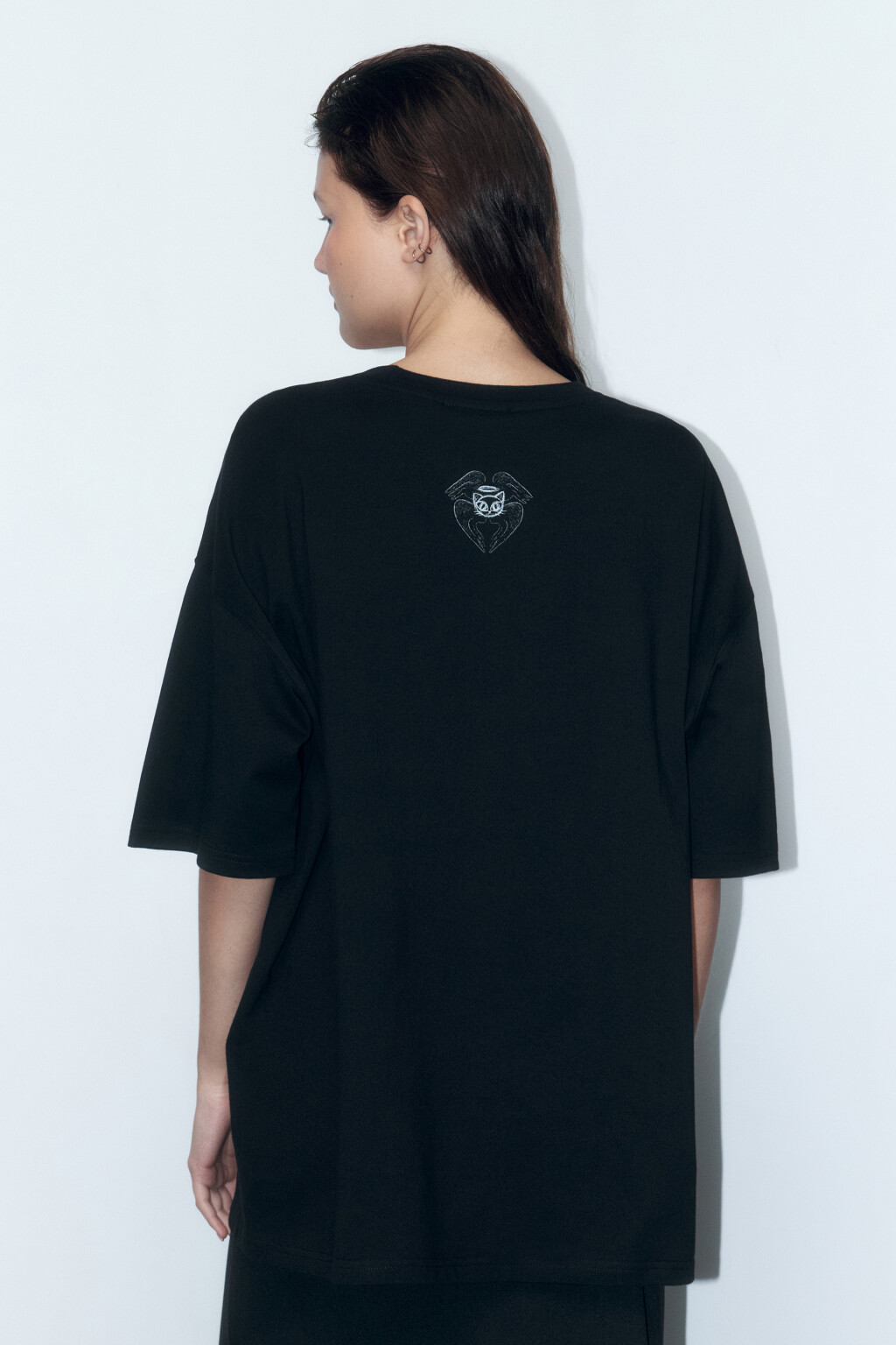 Футболка oversize хлопковая с принтом - цвет черный - 4