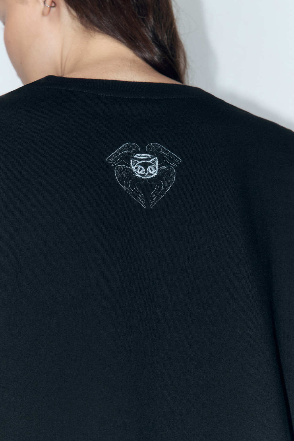 Футболка oversize хлопковая с принтом - цвет черный - 7