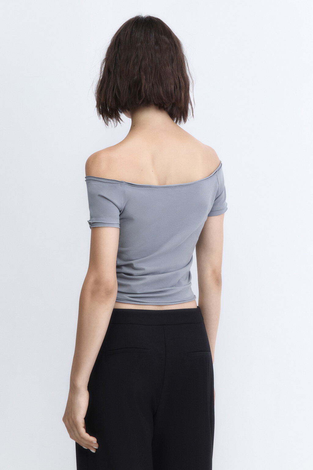 Футболка off-shoulders с имитацией второго слоя - цвет серый - 5