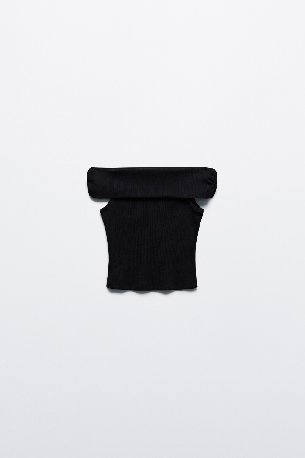 Топ off-shoulders облегающий в рубчик - цвет черный - 8