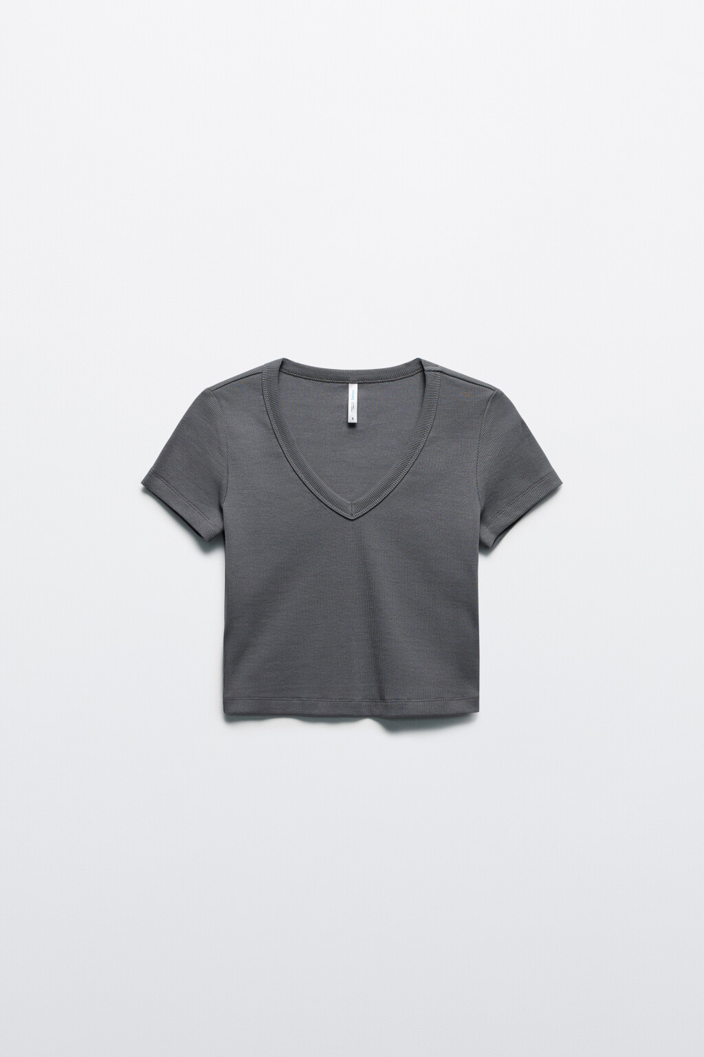 Футболка-топ в рубчик с V-образным вырезом - цвет серый - 8