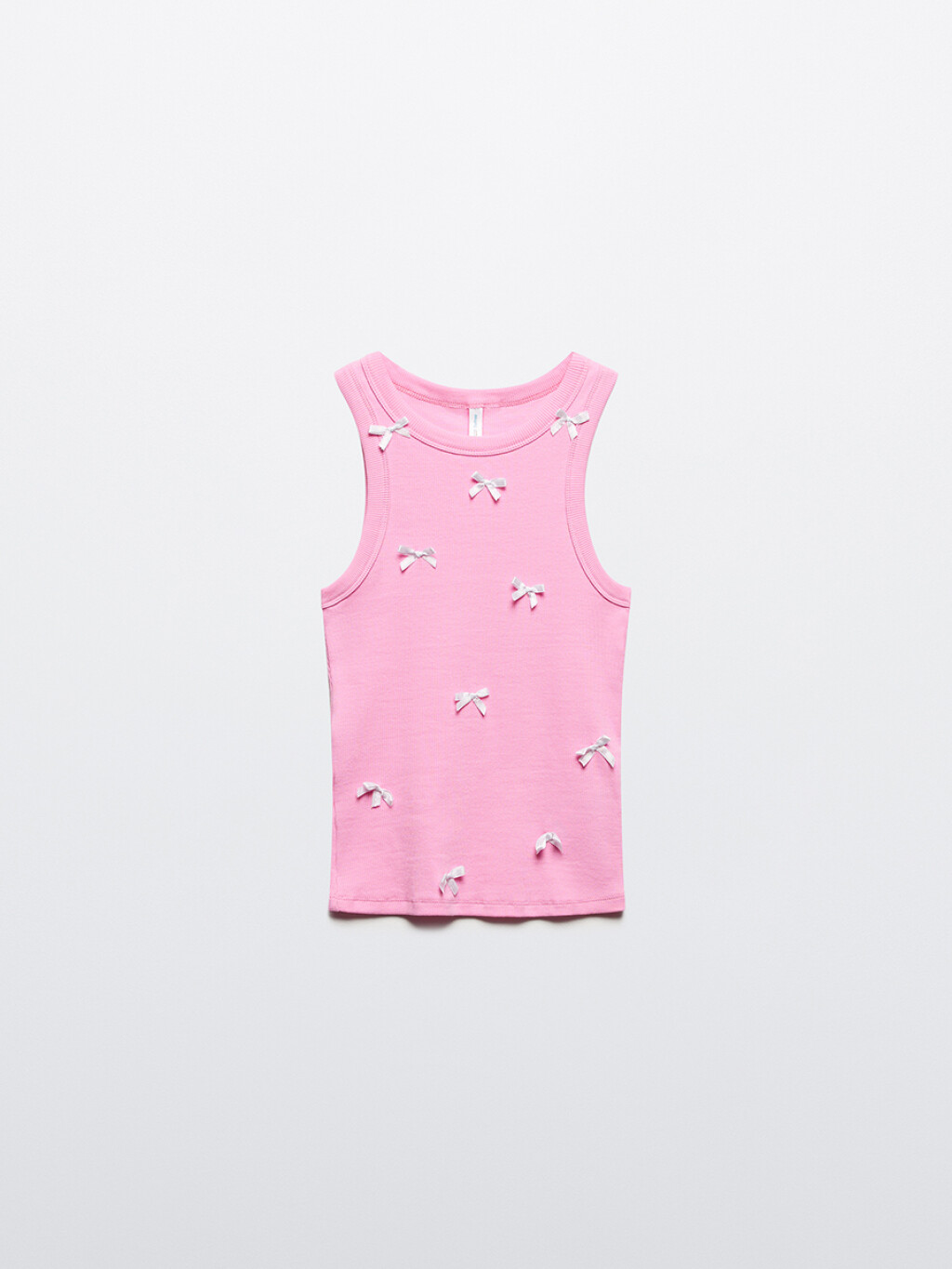 Майка в рубчик с атласными бантиками - цвет розовый - 8