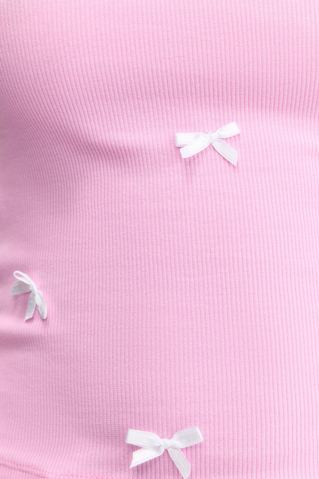 Майка в рубчик с атласными бантиками - цвет розовый - 7