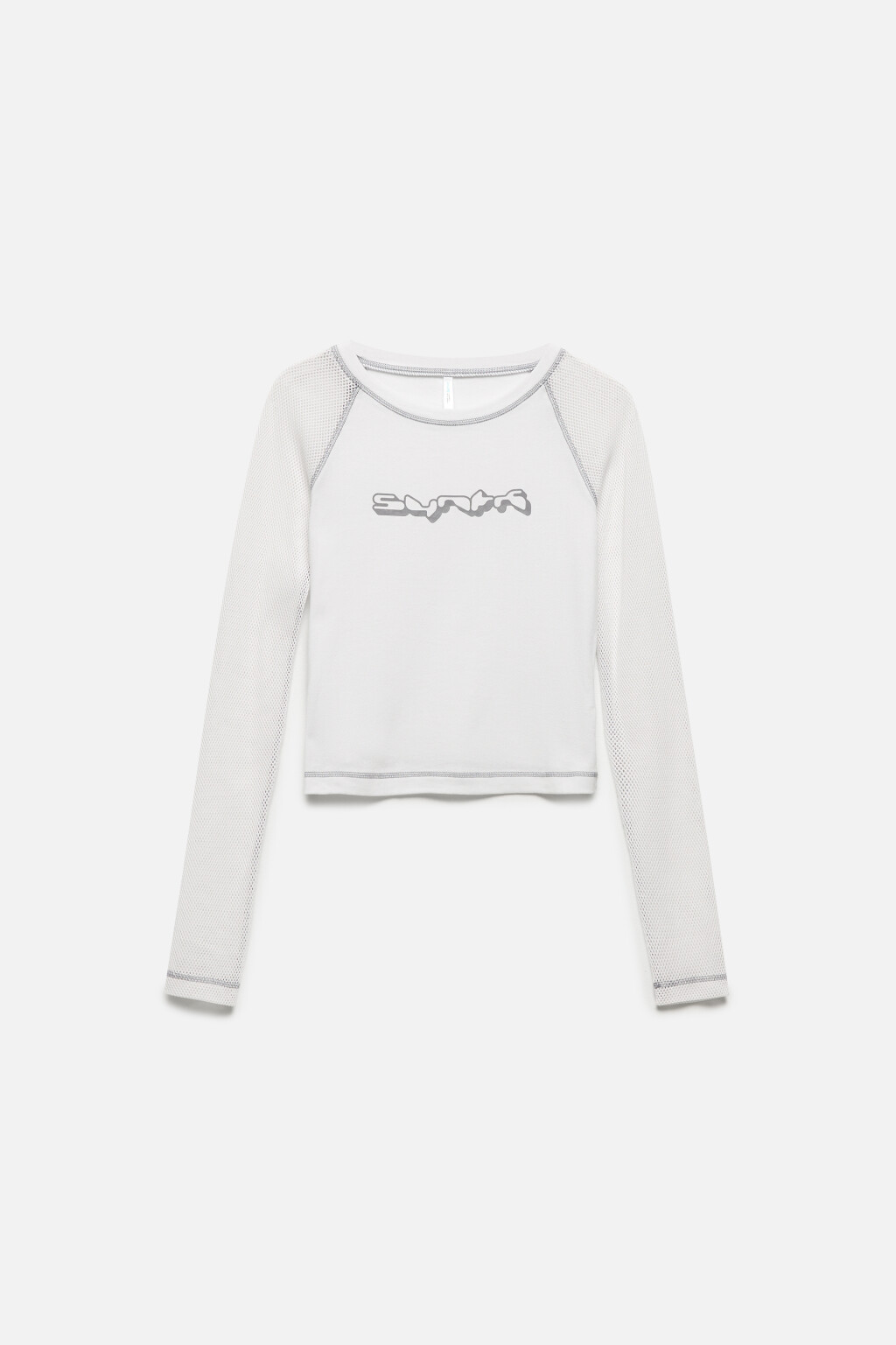 Лонгслив облегающий с сетчатыми рукавами-реглан - цвет белый - 9