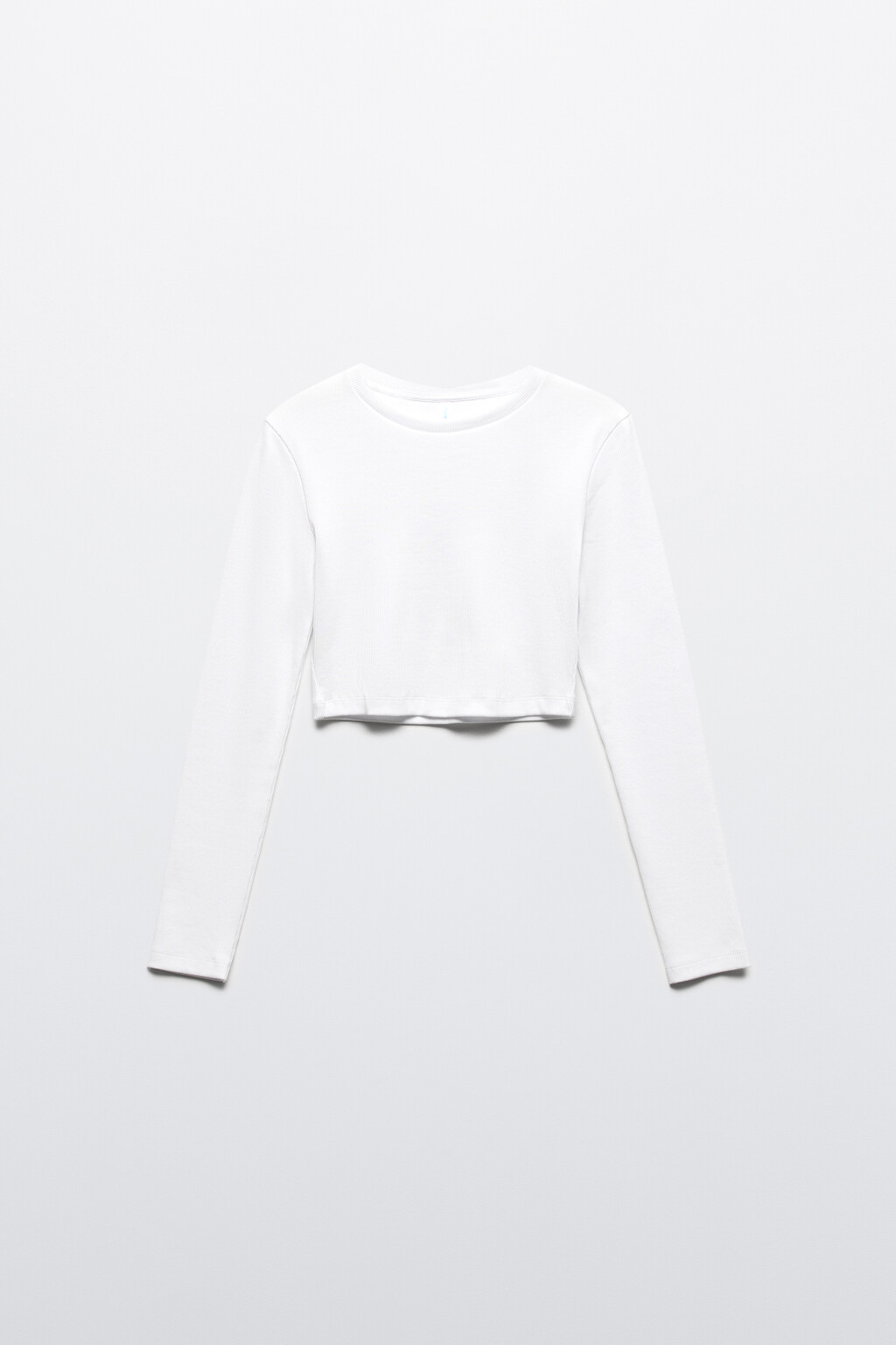 Лонгслив укороченный базовый в рубчик - цвет белый - 7