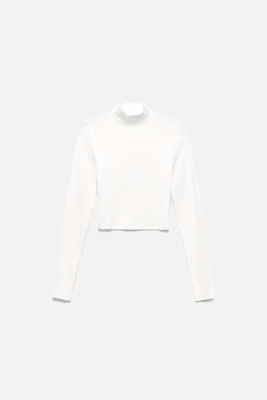 Водолазка хлопковая укороченная в рубчик - цвет белый - 8