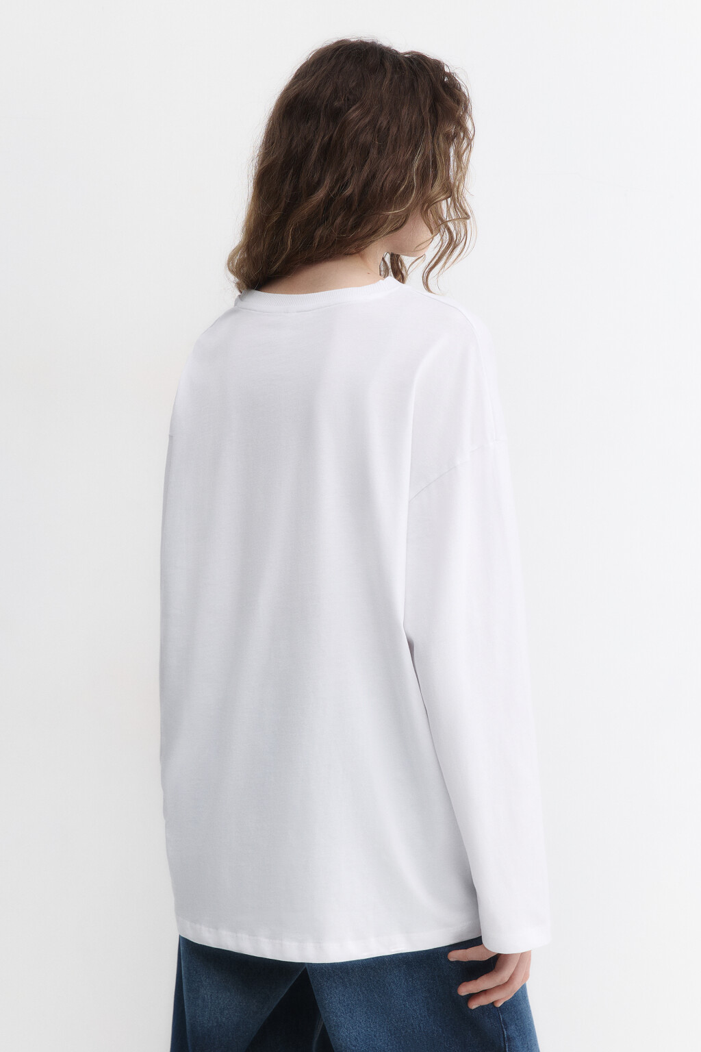 Лонгслив oversize хлопковый с принтом - цвет белый - 5