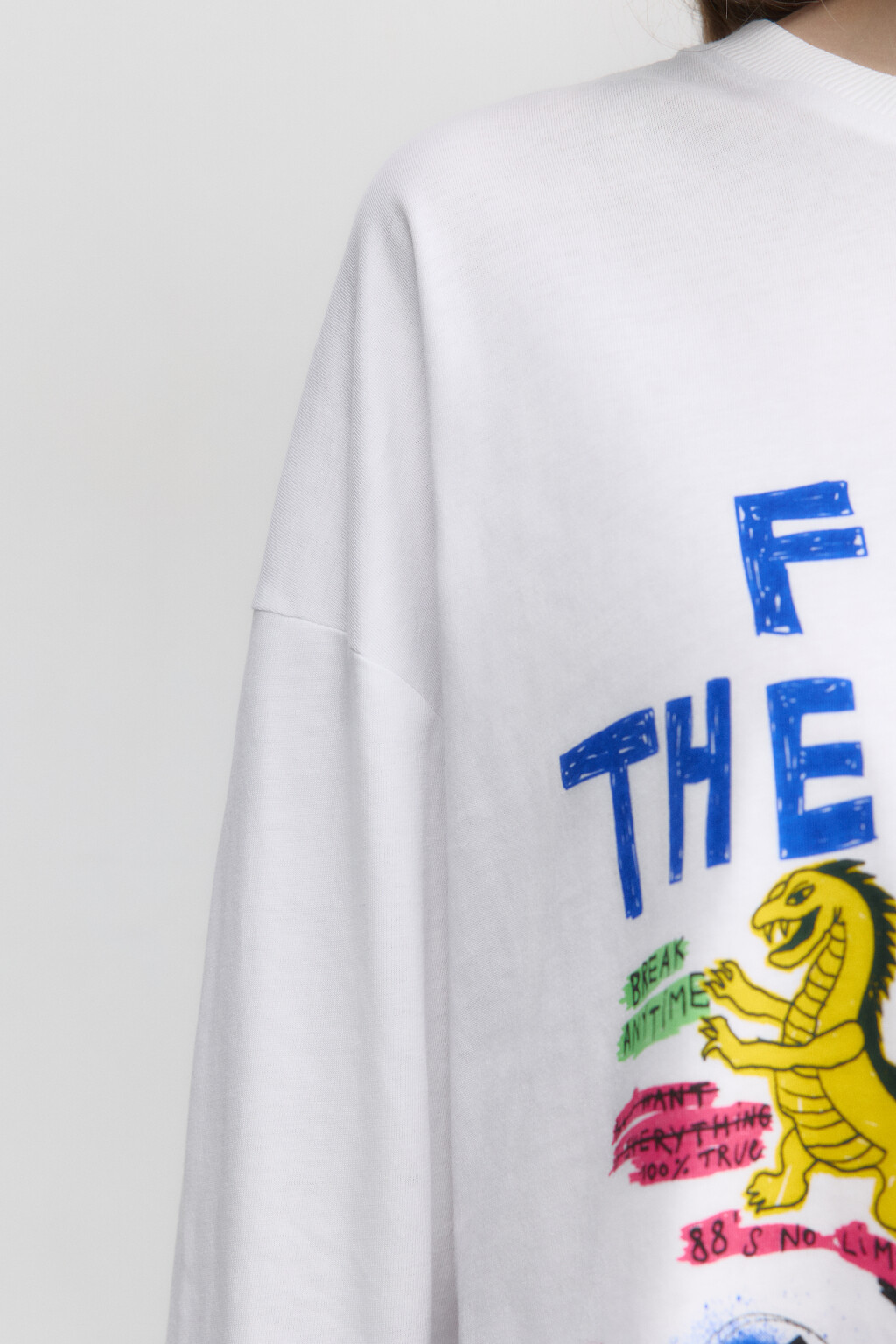 Лонгслив oversize хлопковый с принтом - цвет белый - 7
