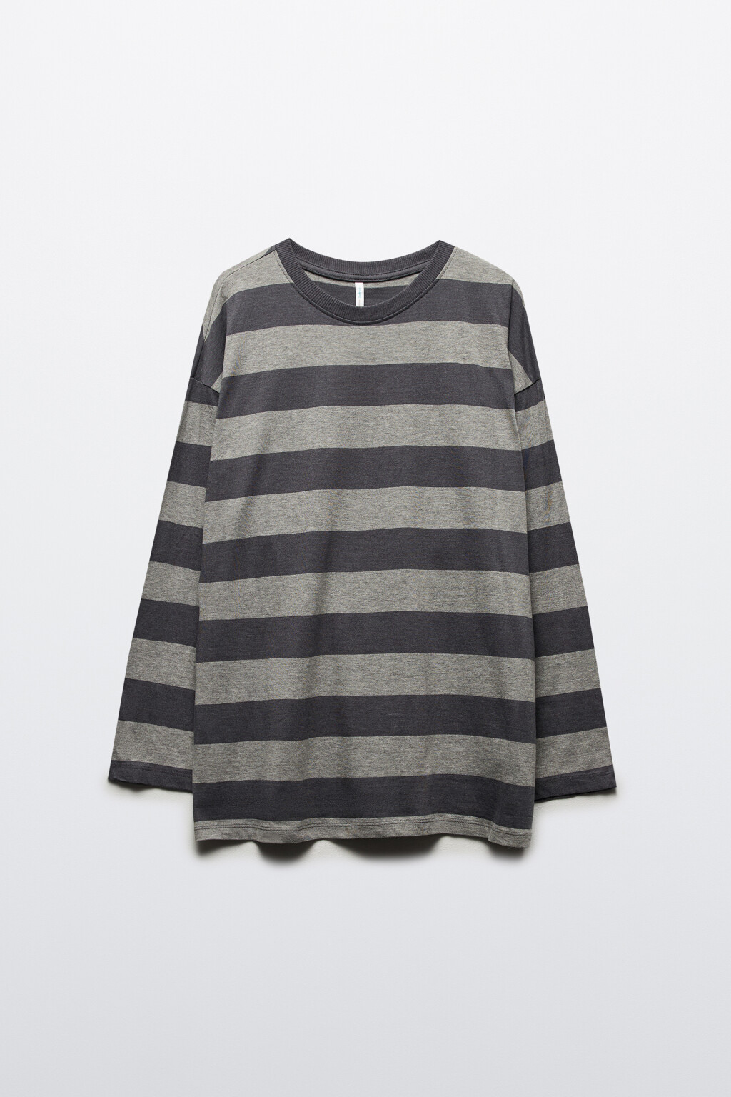 Лонгслив oversize хлопковый в полоску - цвет серый - 8