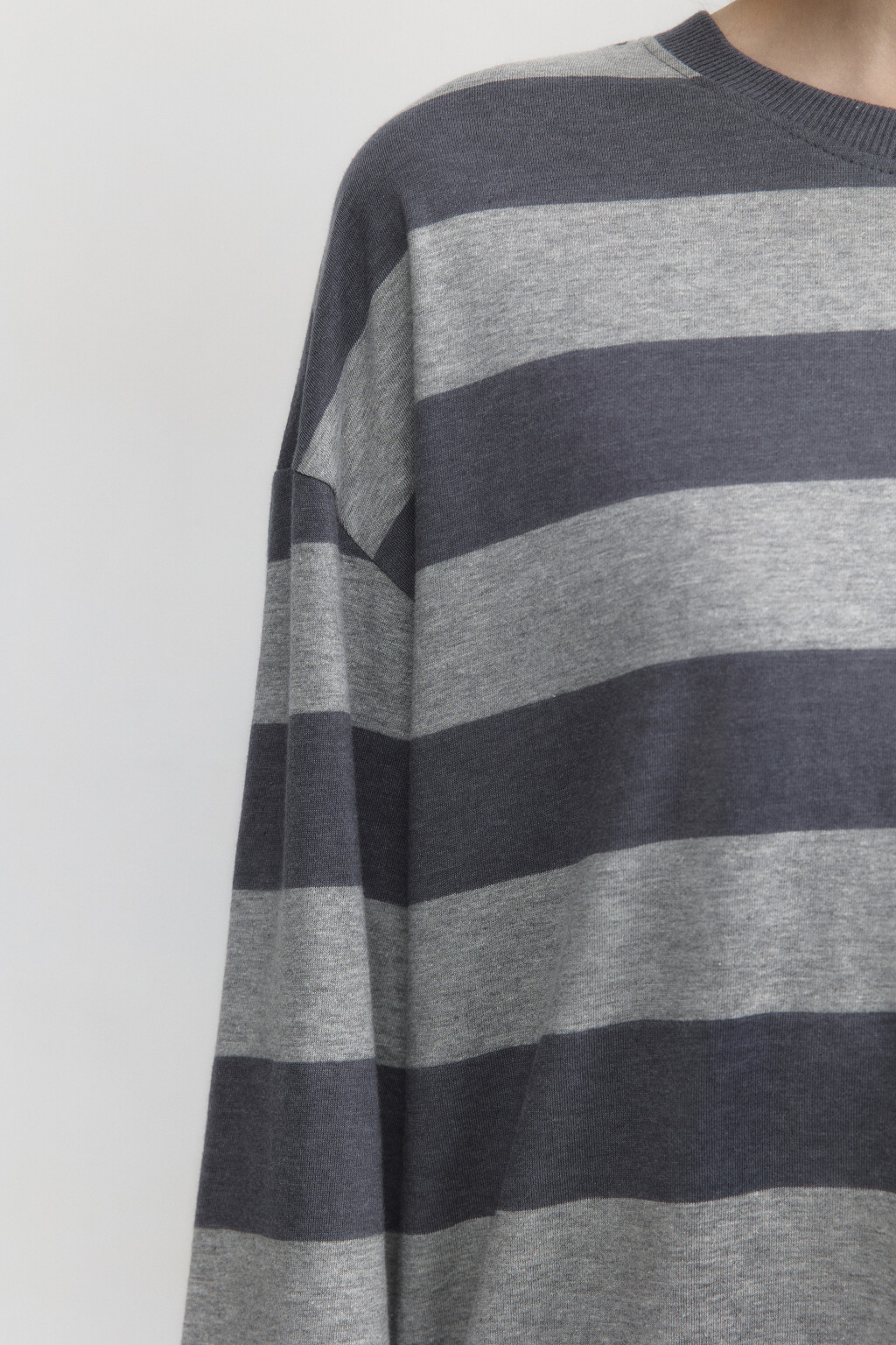 Лонгслив oversize хлопковый в полоску - цвет серый - 7