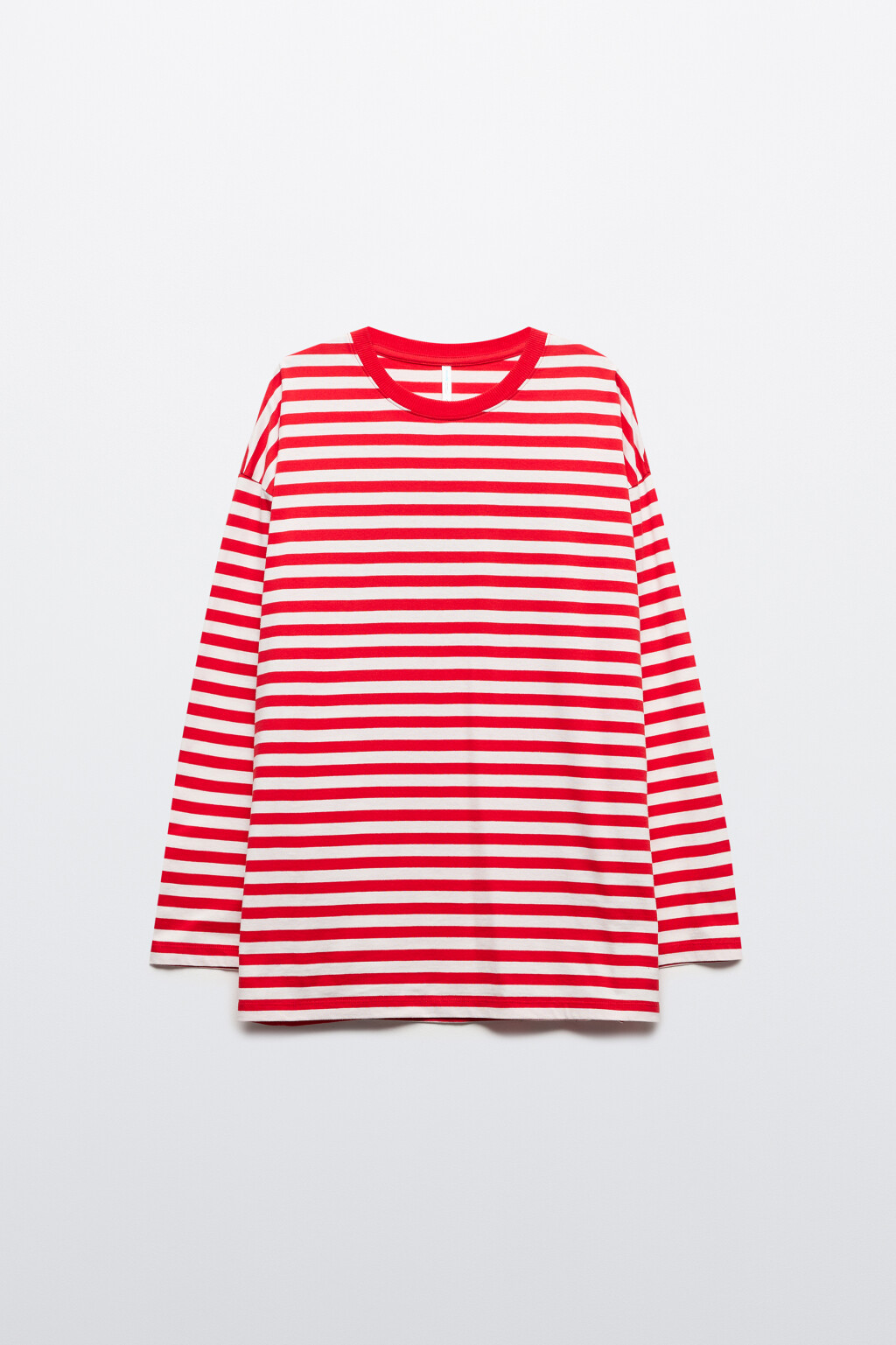 Лонгслив oversize в полоску с надписью на спине - цвет красный - 7