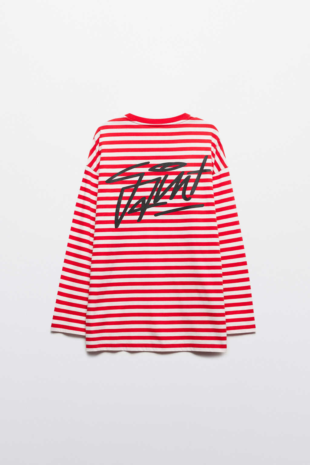 Лонгслив oversize в полоску с надписью на спине - цвет красный - 8