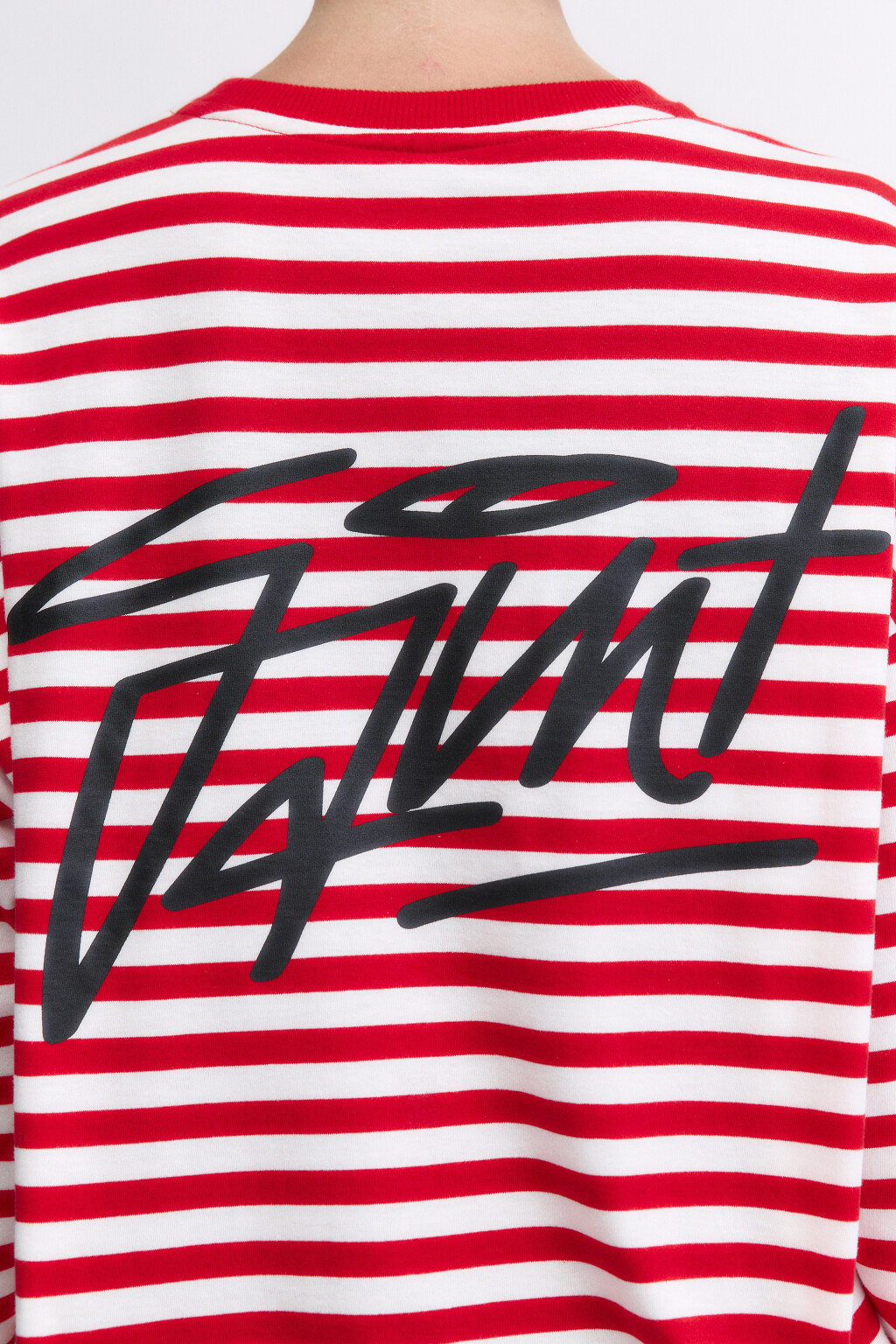 Лонгслив oversize в полоску с надписью на спине - цвет красный - 5