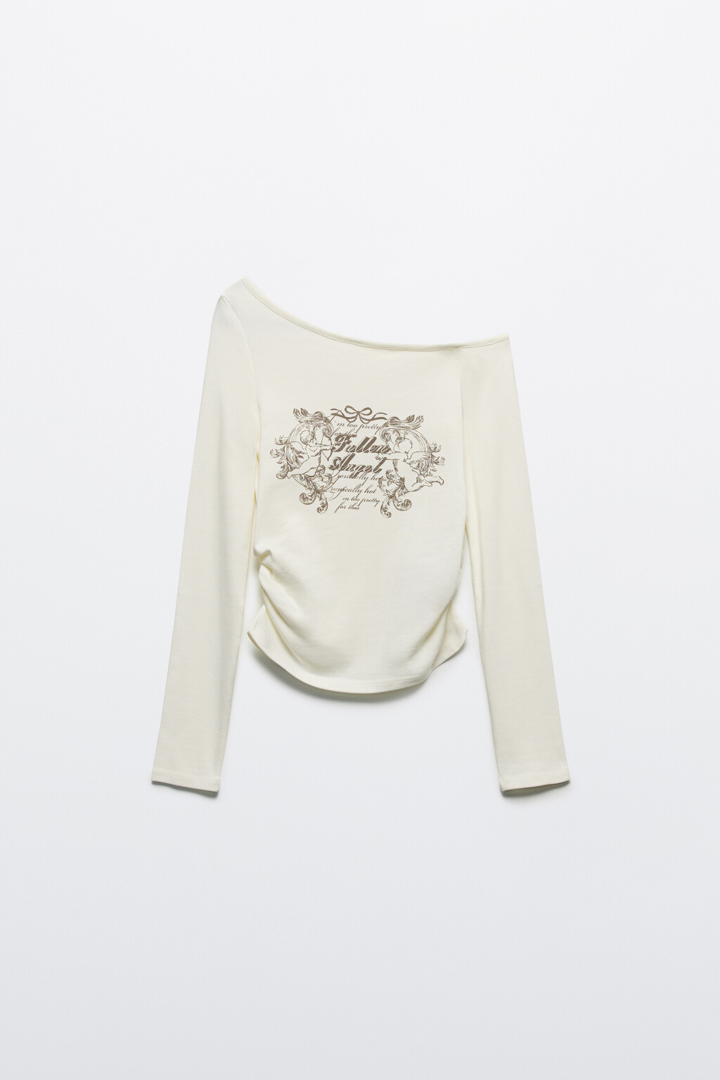 Топ-лонгслив на одно плечо с принтом - цвет бежевый - 8