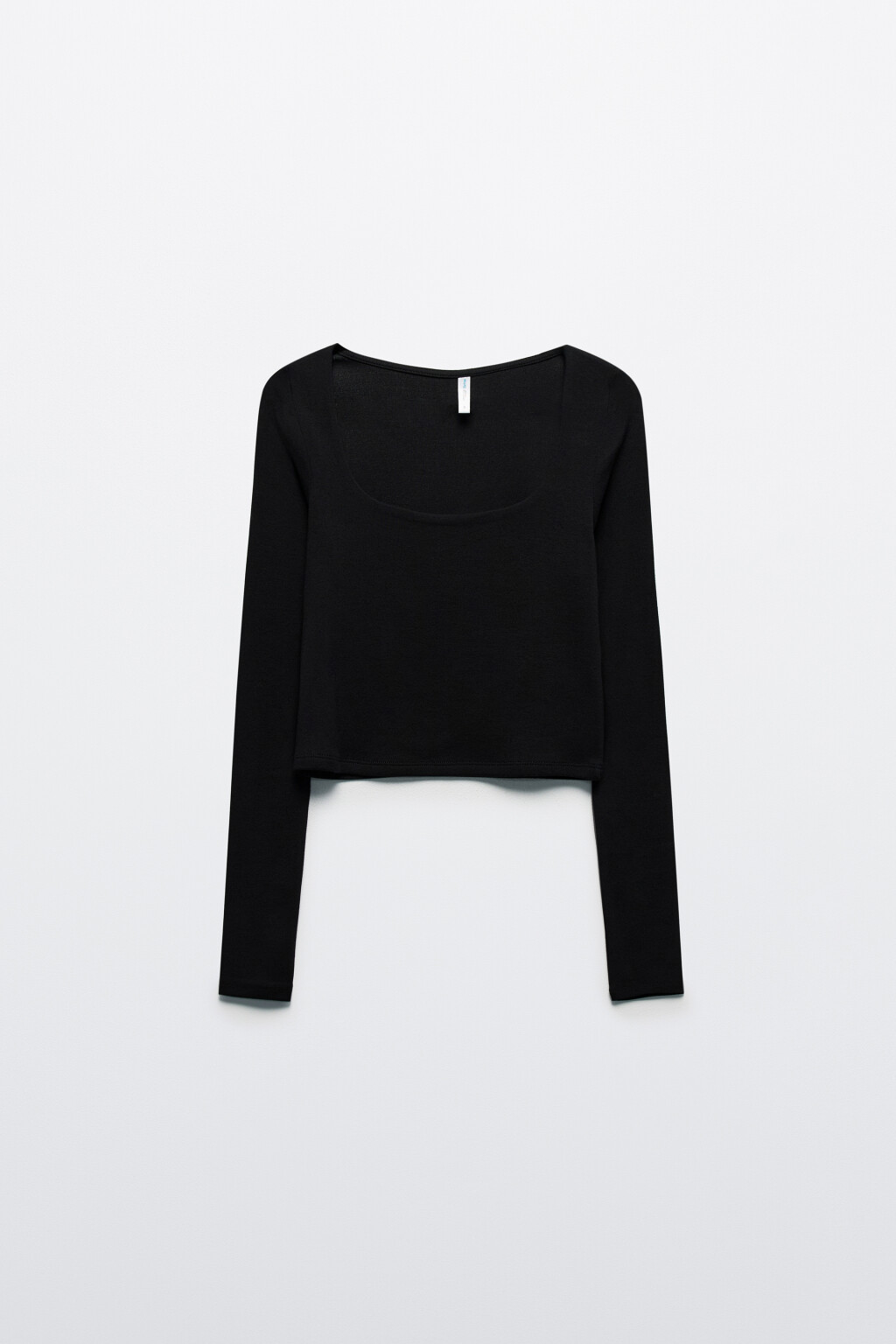 Лонгслив укороченный с вырезом-каре - цвет черный - 8