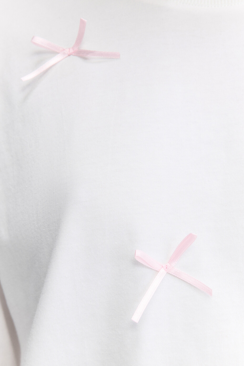 Лонгслив хлопковый свободный с бантиками - цвет белый - 7