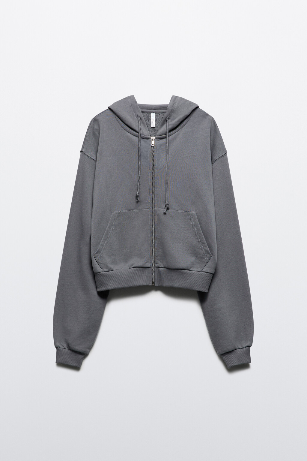 Худи-зипка укороченная с капюшоном - цвет серый - 9
