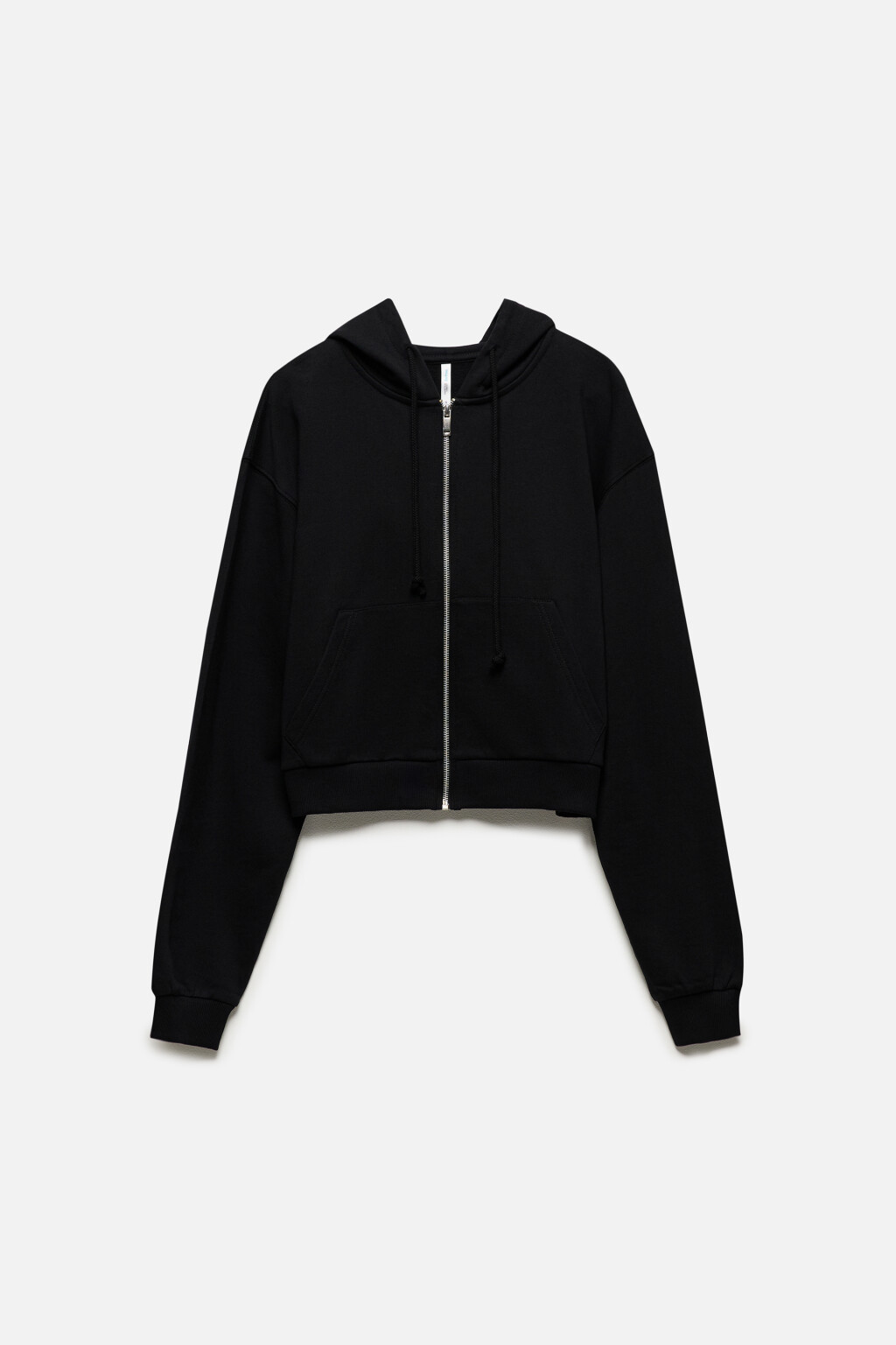 Худи-зипка укороченная с капюшоном - цвет черный - 9