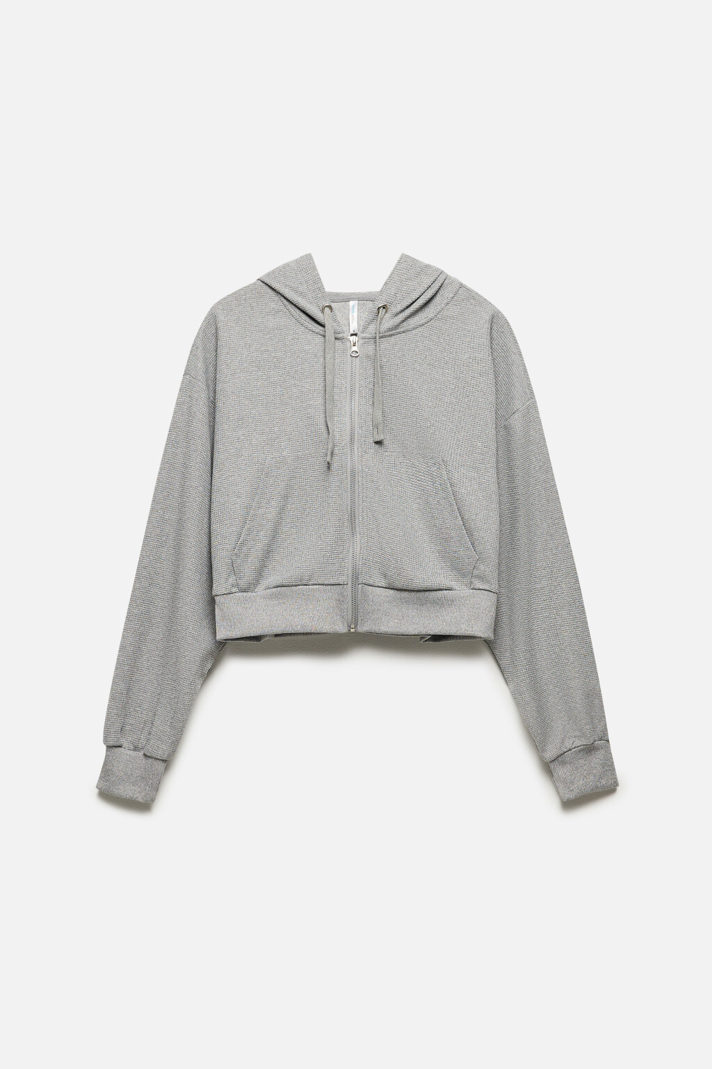 Худи-зипка укороченная с капюшоном - цвет серый - 9