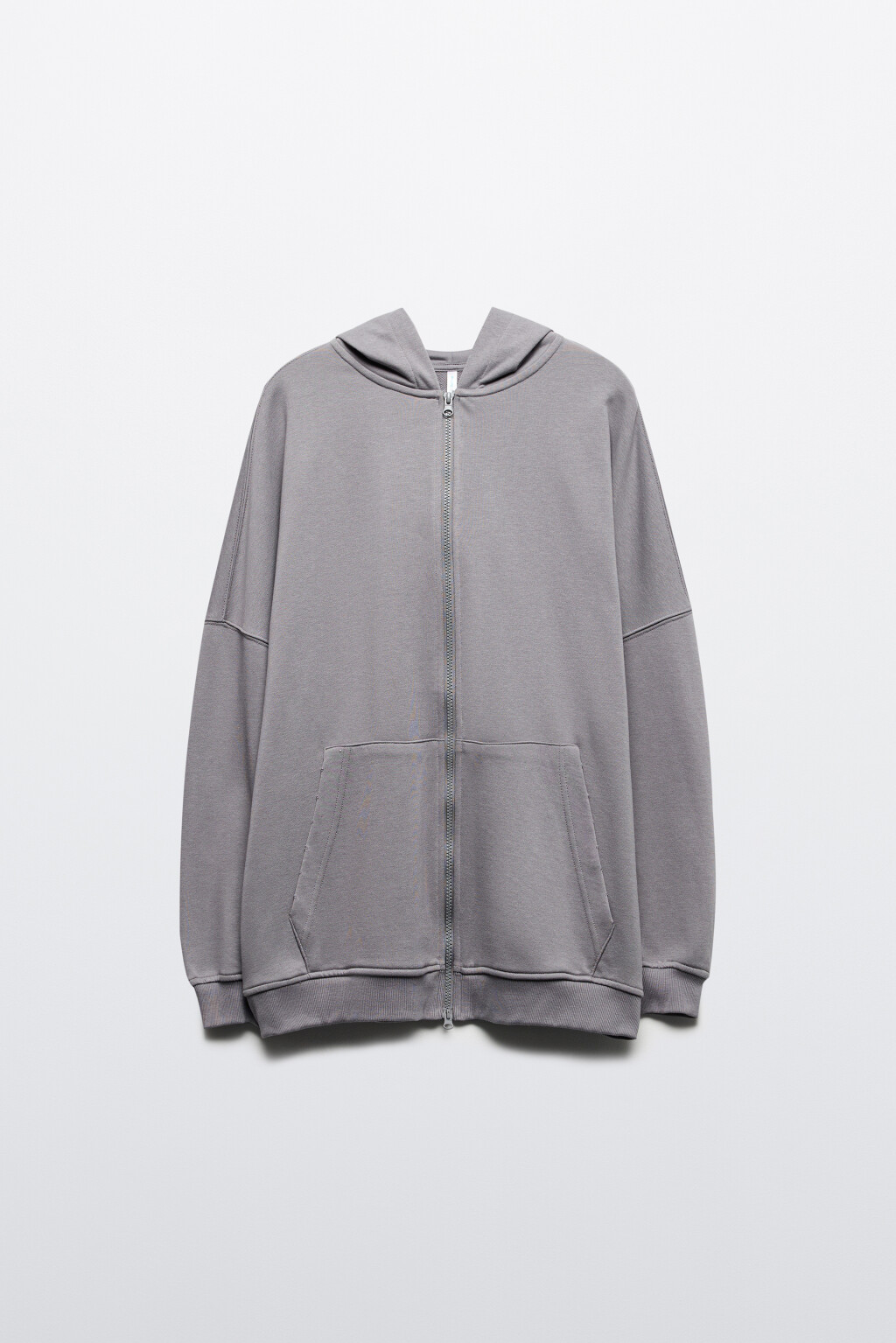 Худи-зипка oversize из футера с капюшоном - цвет серый - 9