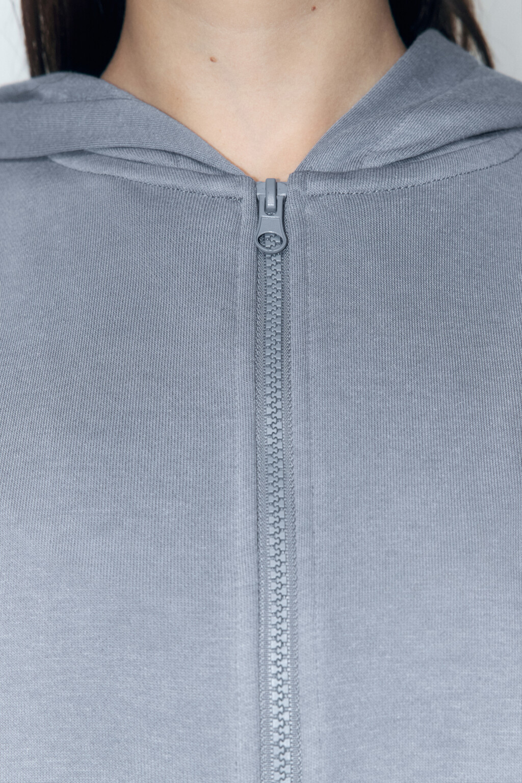 Худи-зипка oversize из футера с капюшоном - цвет серый - 6