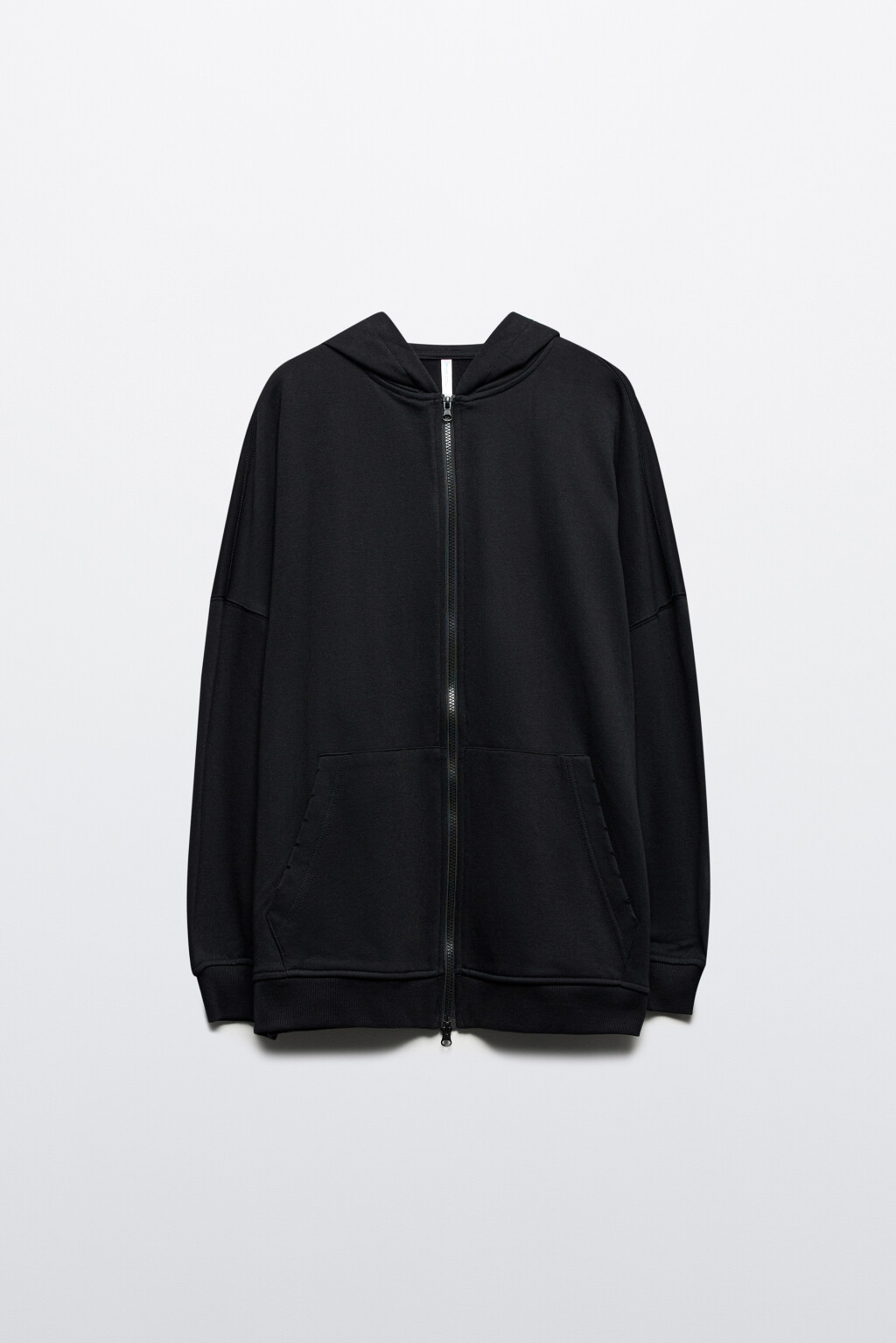 Худи-зипка oversize из футера с капюшоном - цвет черный - 9