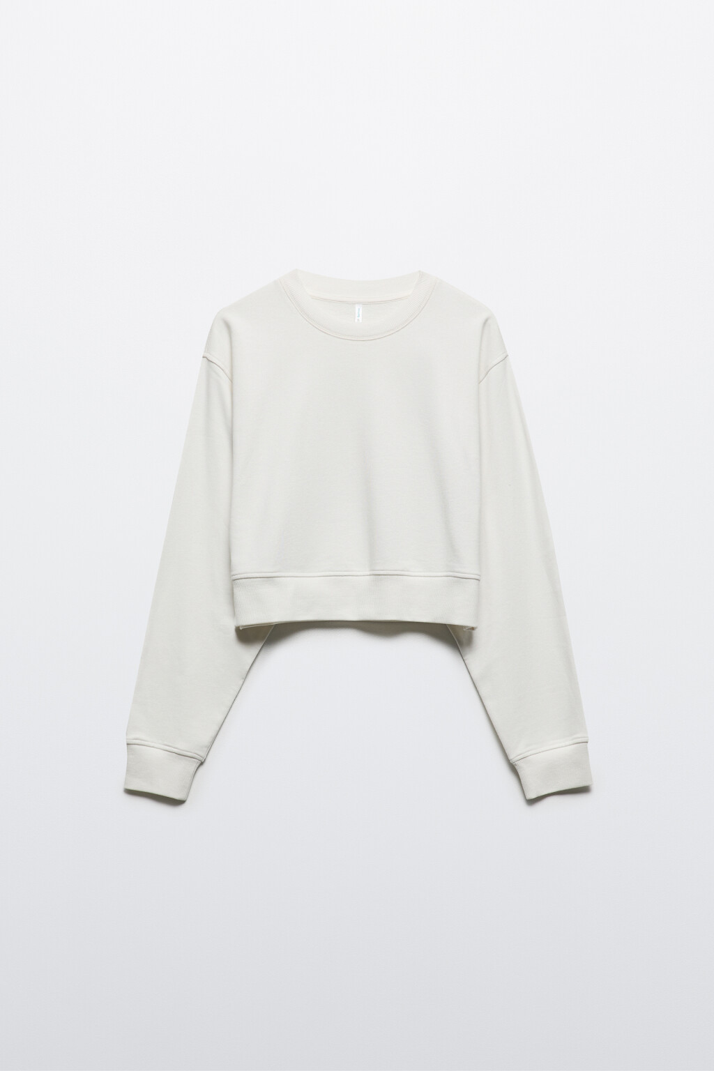 Свитшот укороченный базовый из футера - цвет молочный - 8