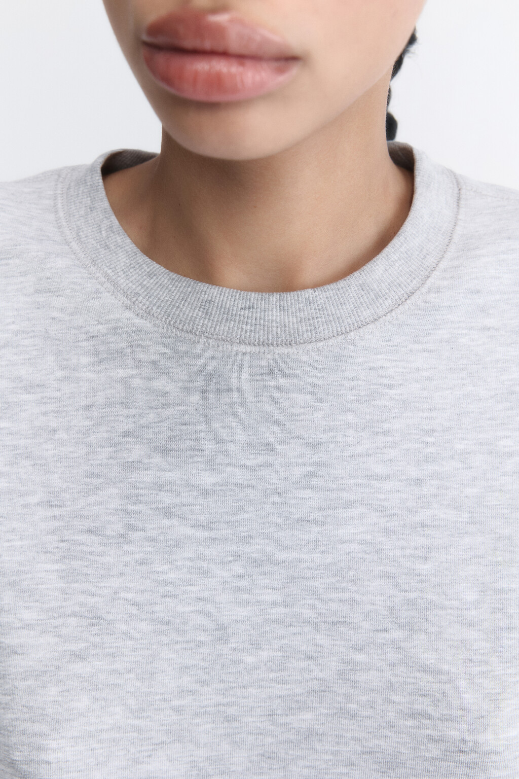 Свитшот укороченный базовый из футера - цвет серый - 7