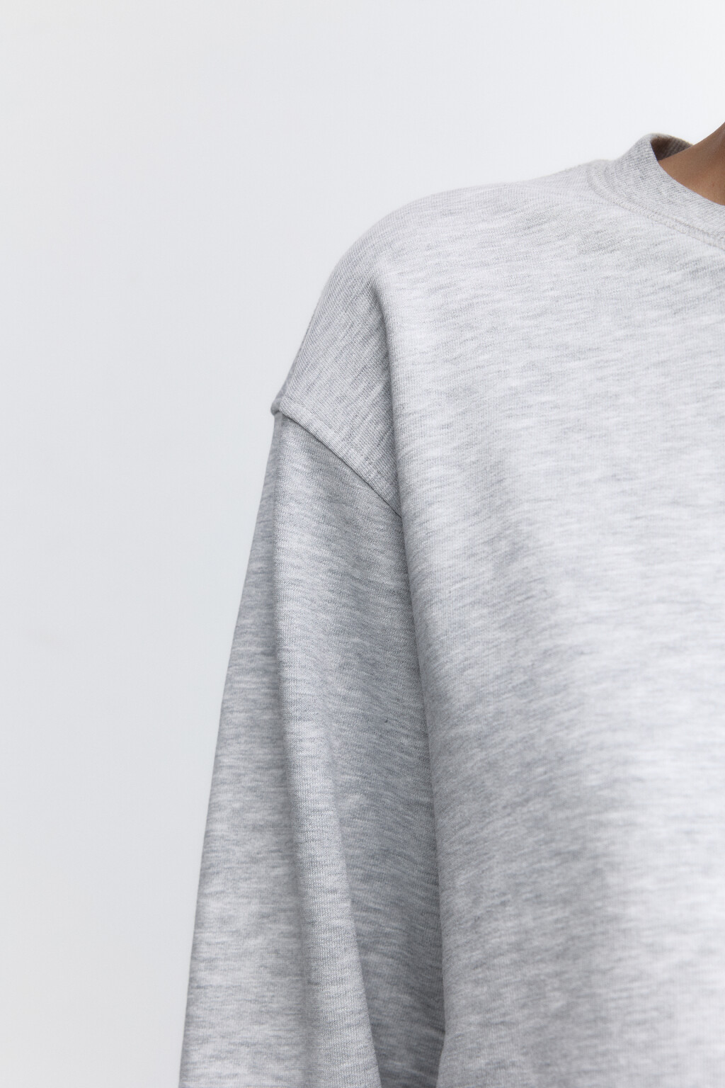 Свитшот укороченный базовый из футера - цвет серый - 8
