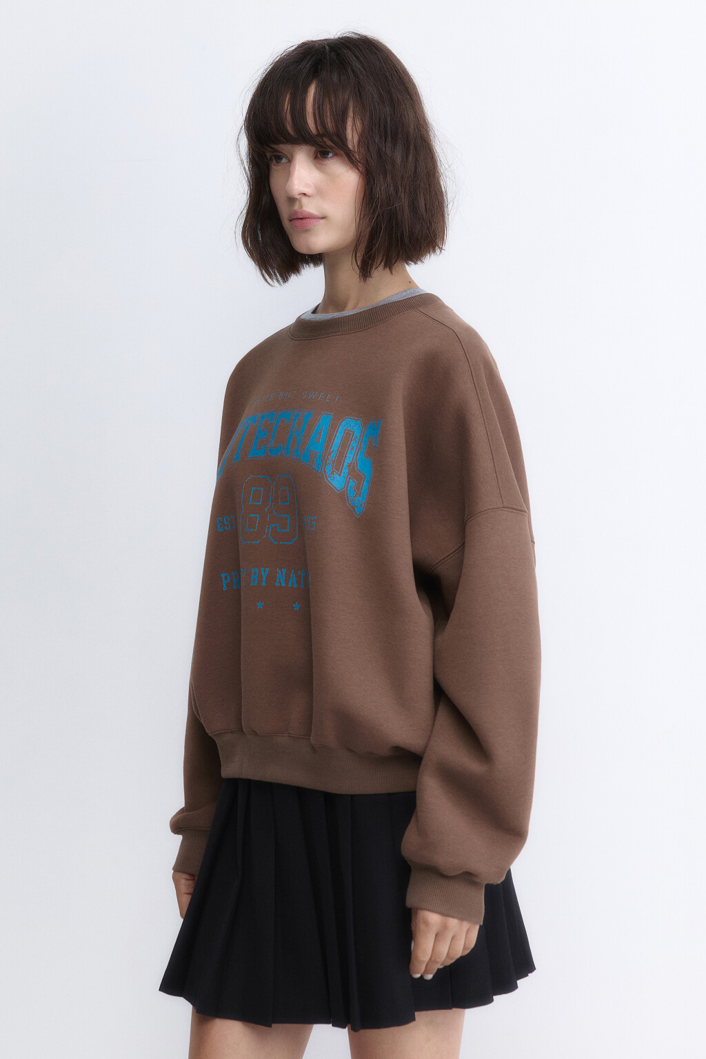 Свитшот утепленный с принтом - цвет коричневый - 3