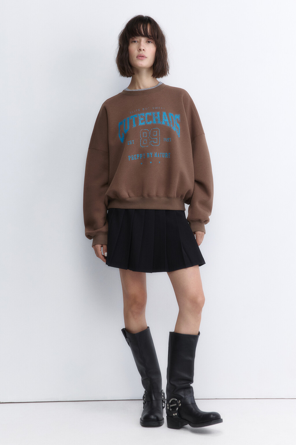 Свитшот утепленный с принтом - цвет коричневый - 5