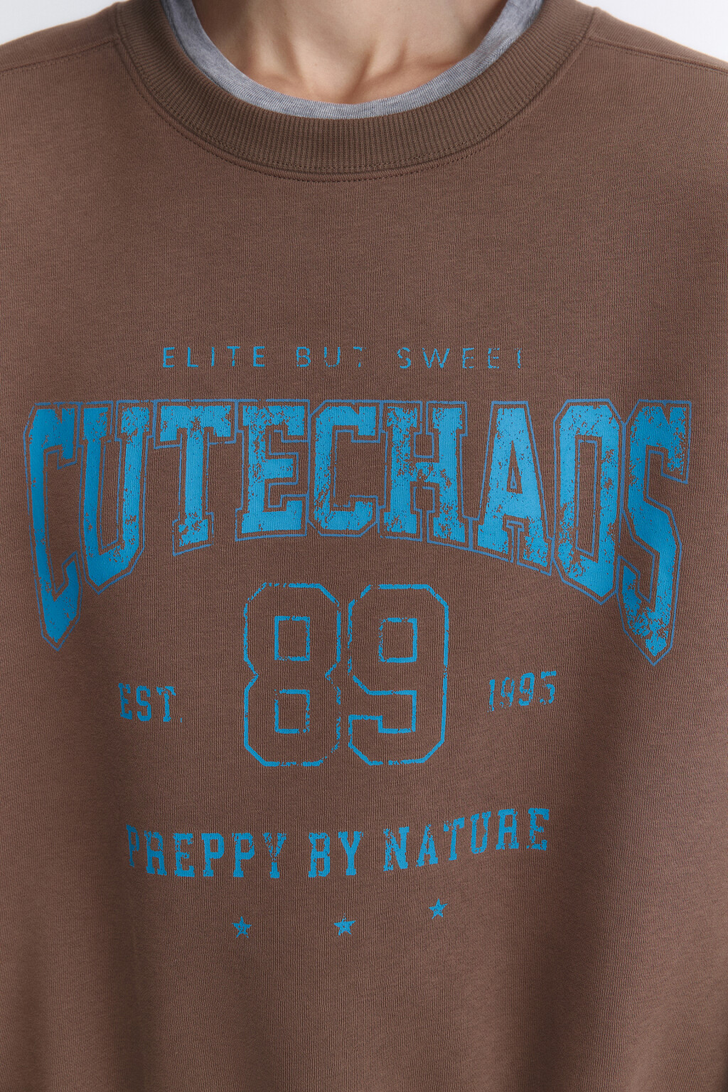 Свитшот утепленный с принтом - цвет коричневый - 6