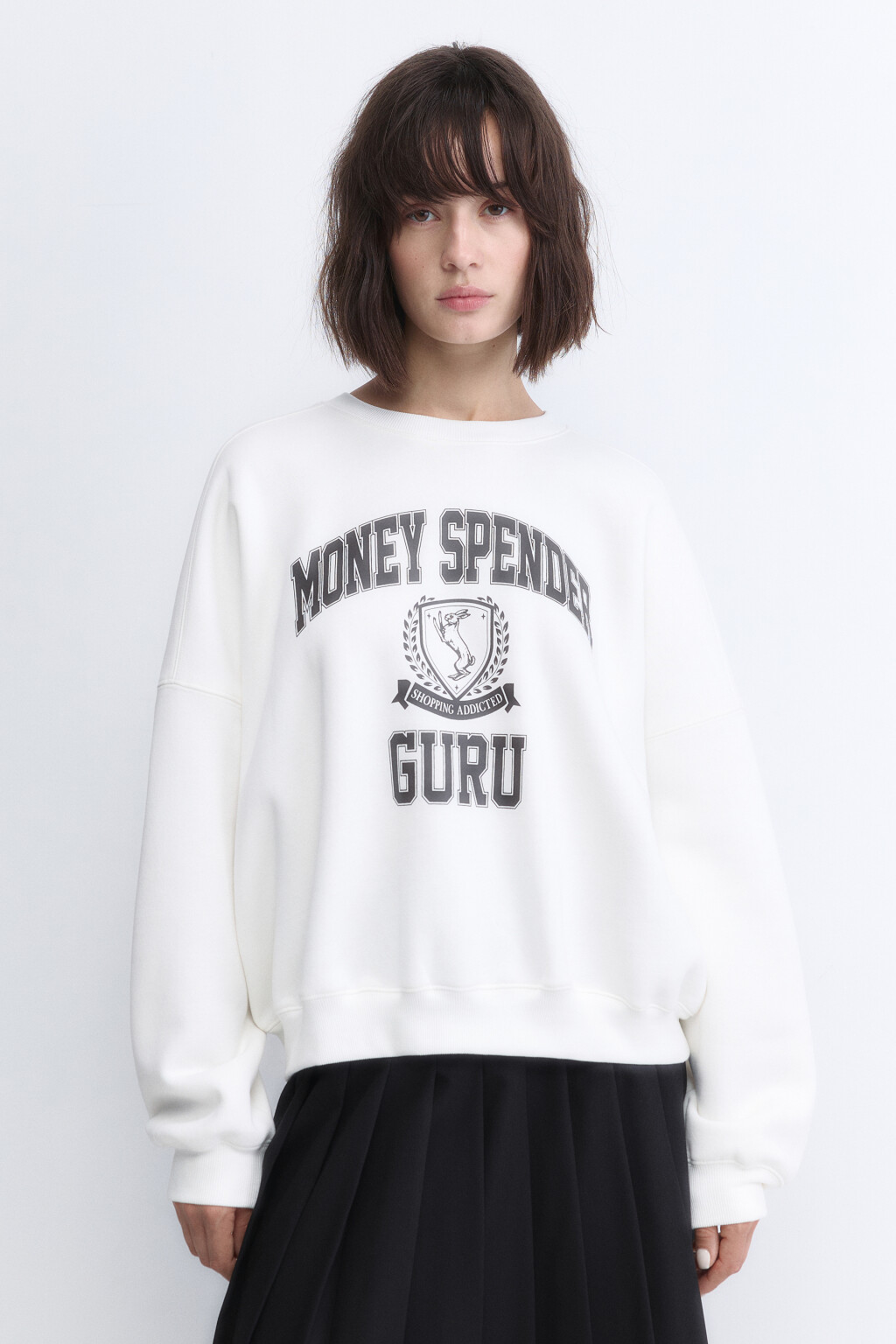 Свитшот утепленный с принтом - цвет белый - 2