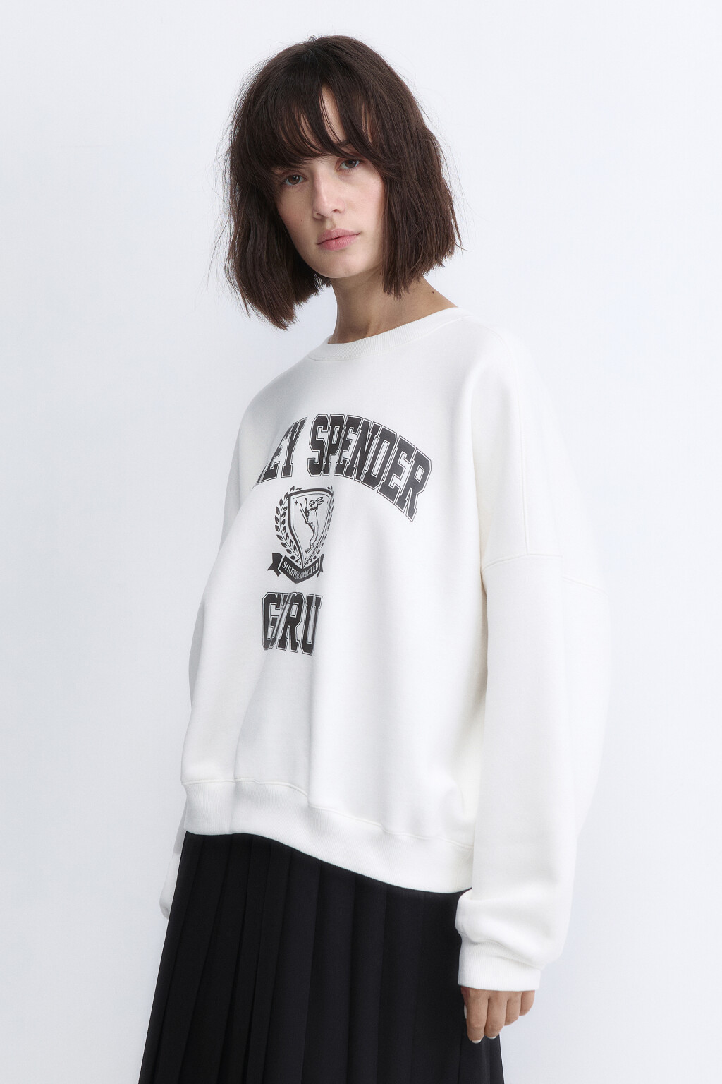 Свитшот утепленный с принтом - цвет белый - 3