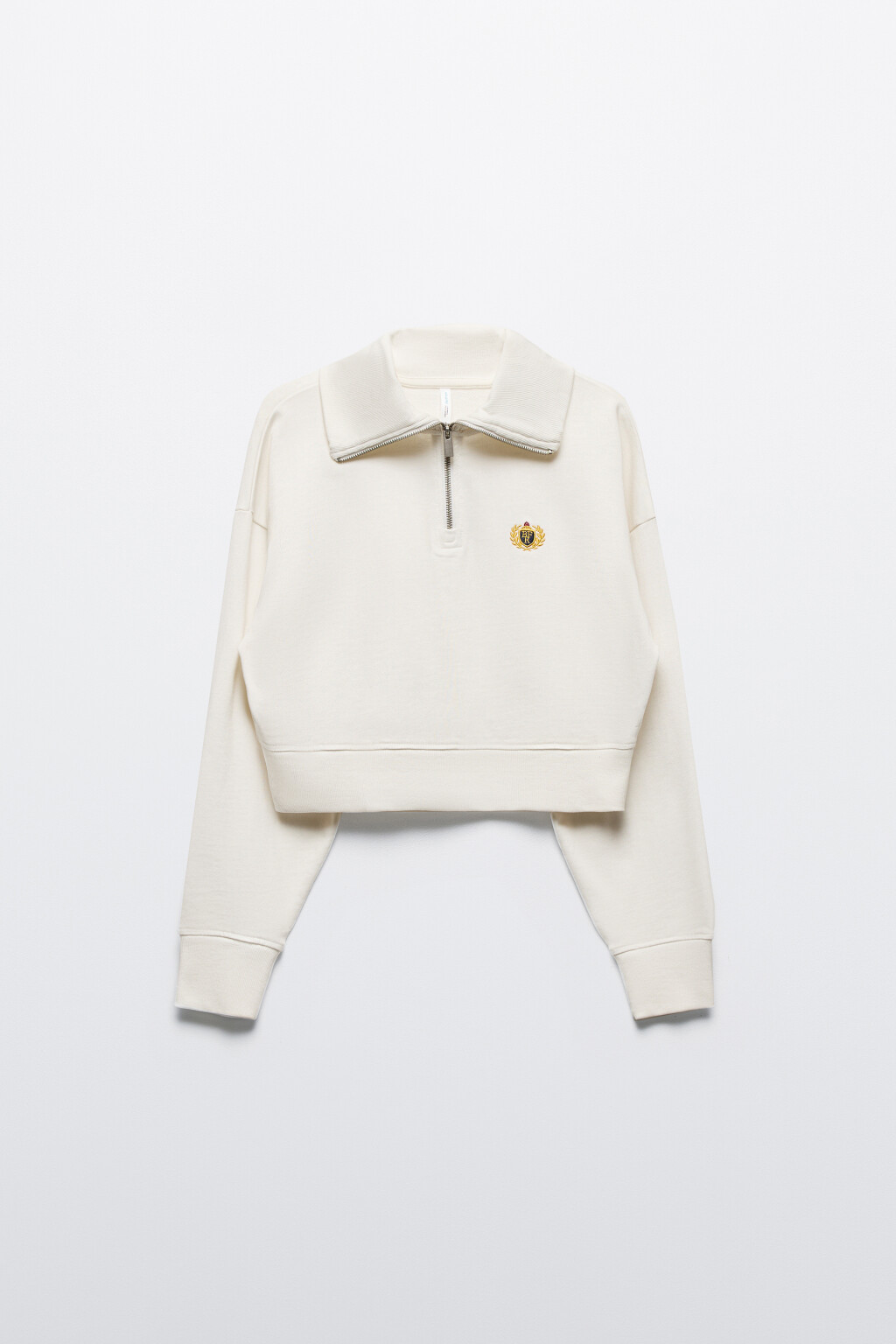 Свитшот укороченный с воротником на молнии - цвет молочный - 8