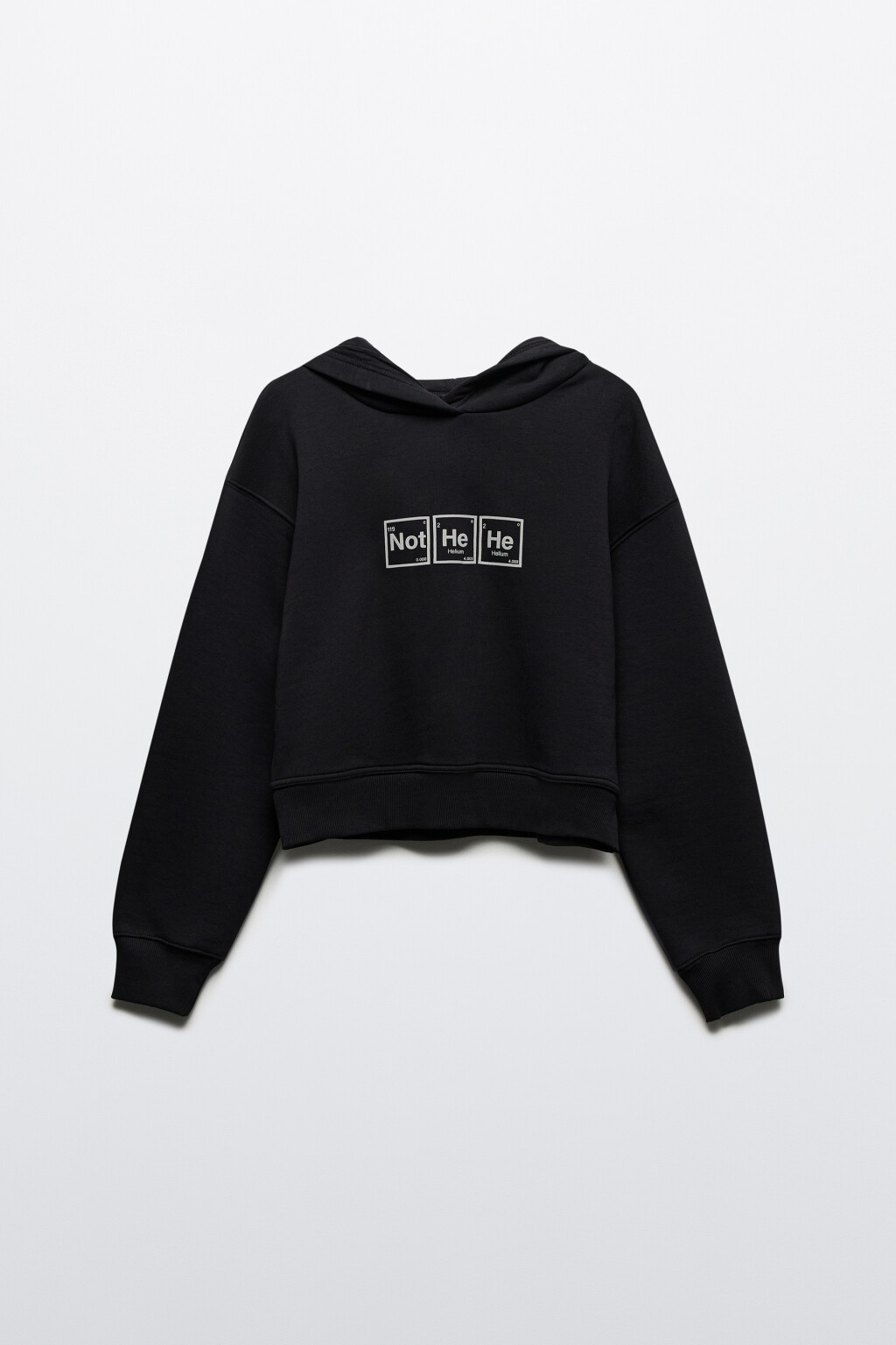 Худи укороченная с капюшоном и принтом - цвет черный - 9