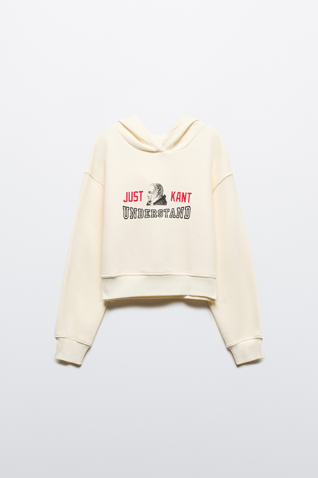 Худи укороченная с капюшоном и принтом - цвет молочный - 9
