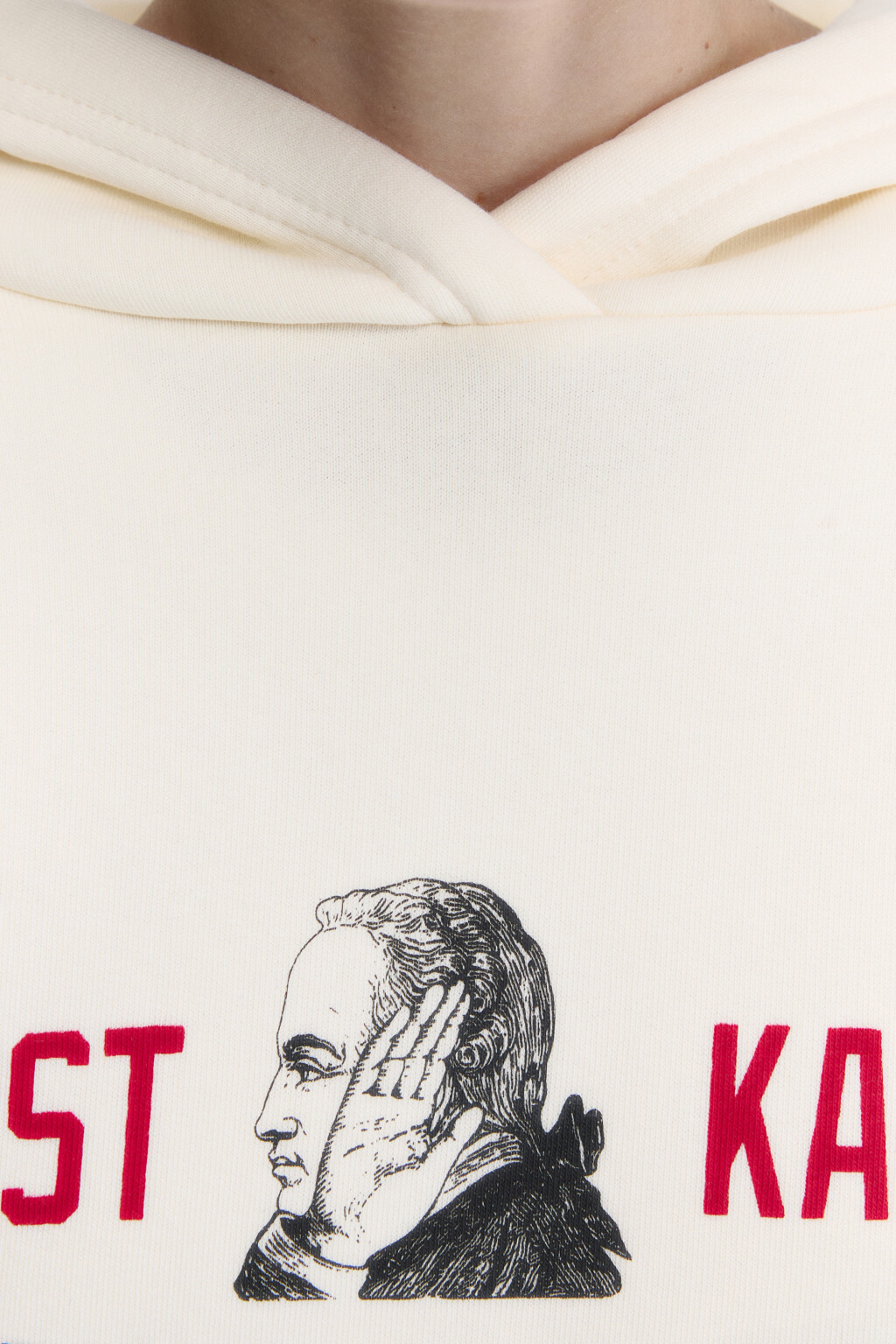 Худи укороченная с капюшоном и принтом - цвет молочный - 6