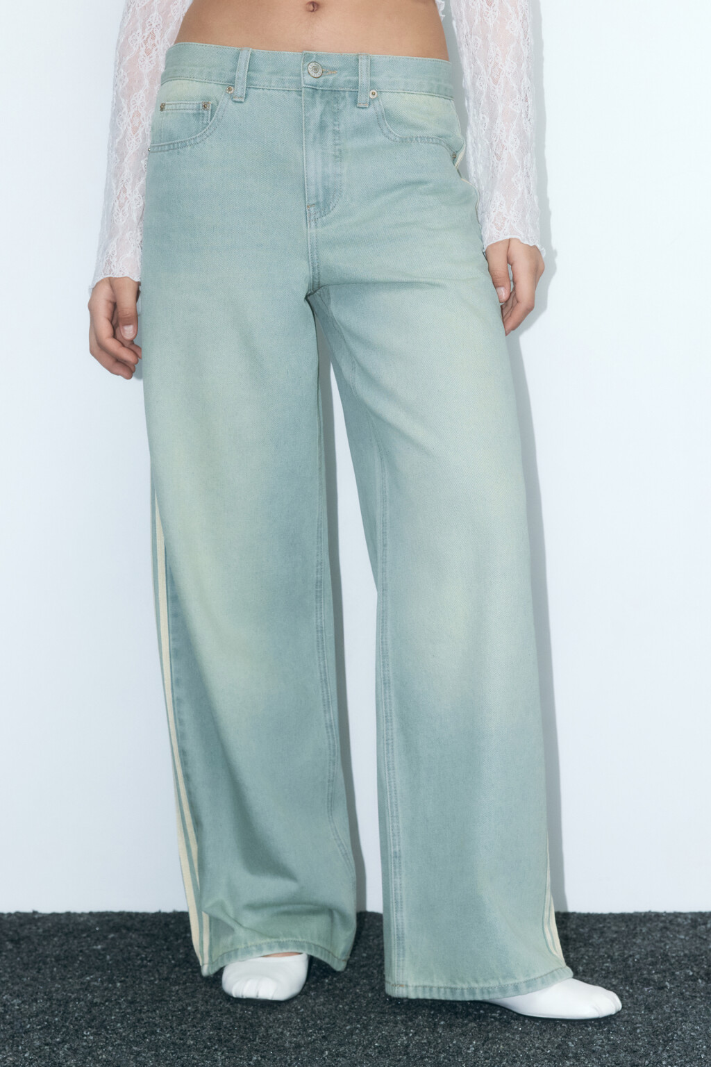 Джинсы baggy fit широкие с лампасами - цвет синий - 3