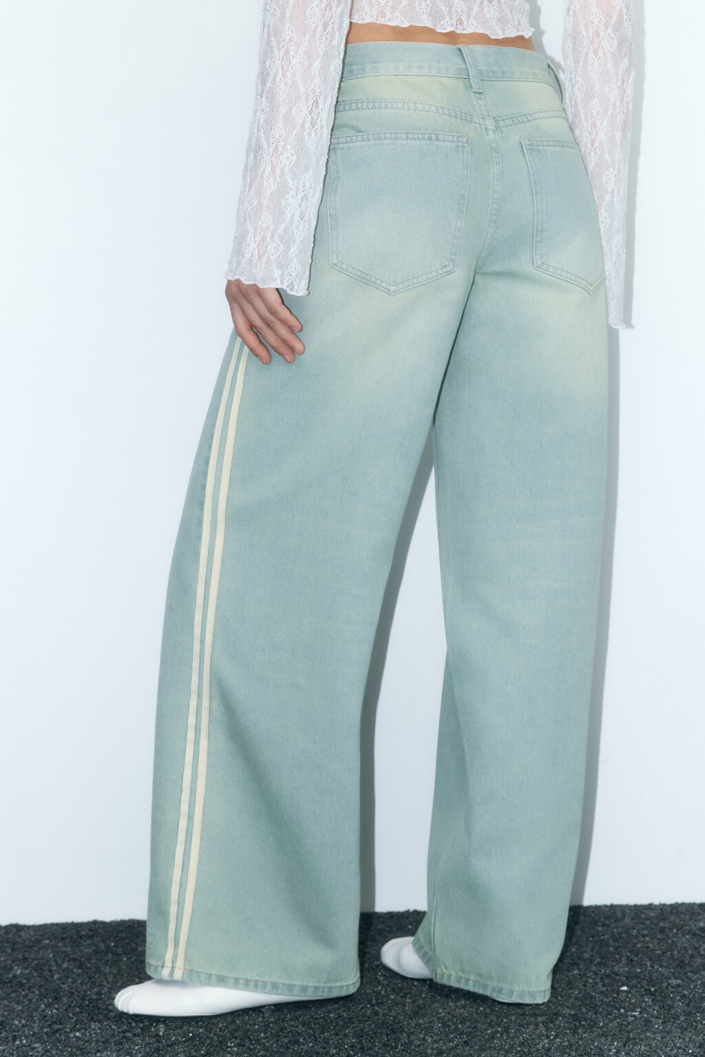 Джинсы baggy fit широкие с лампасами - цвет синий - 5