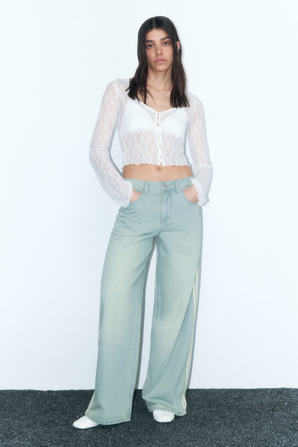 Джинсы baggy fit широкие с лампасами - цвет синий - 6